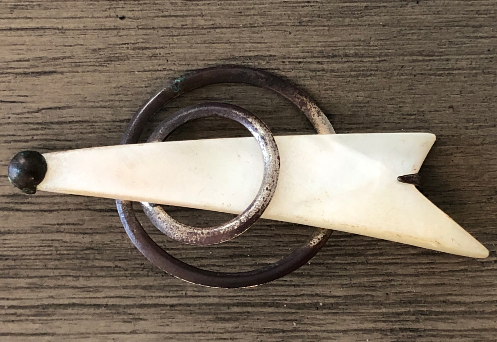 Vintage Antique Silver Brooch Pin Unknown Metal/Stone No Hallmarks Mid Century