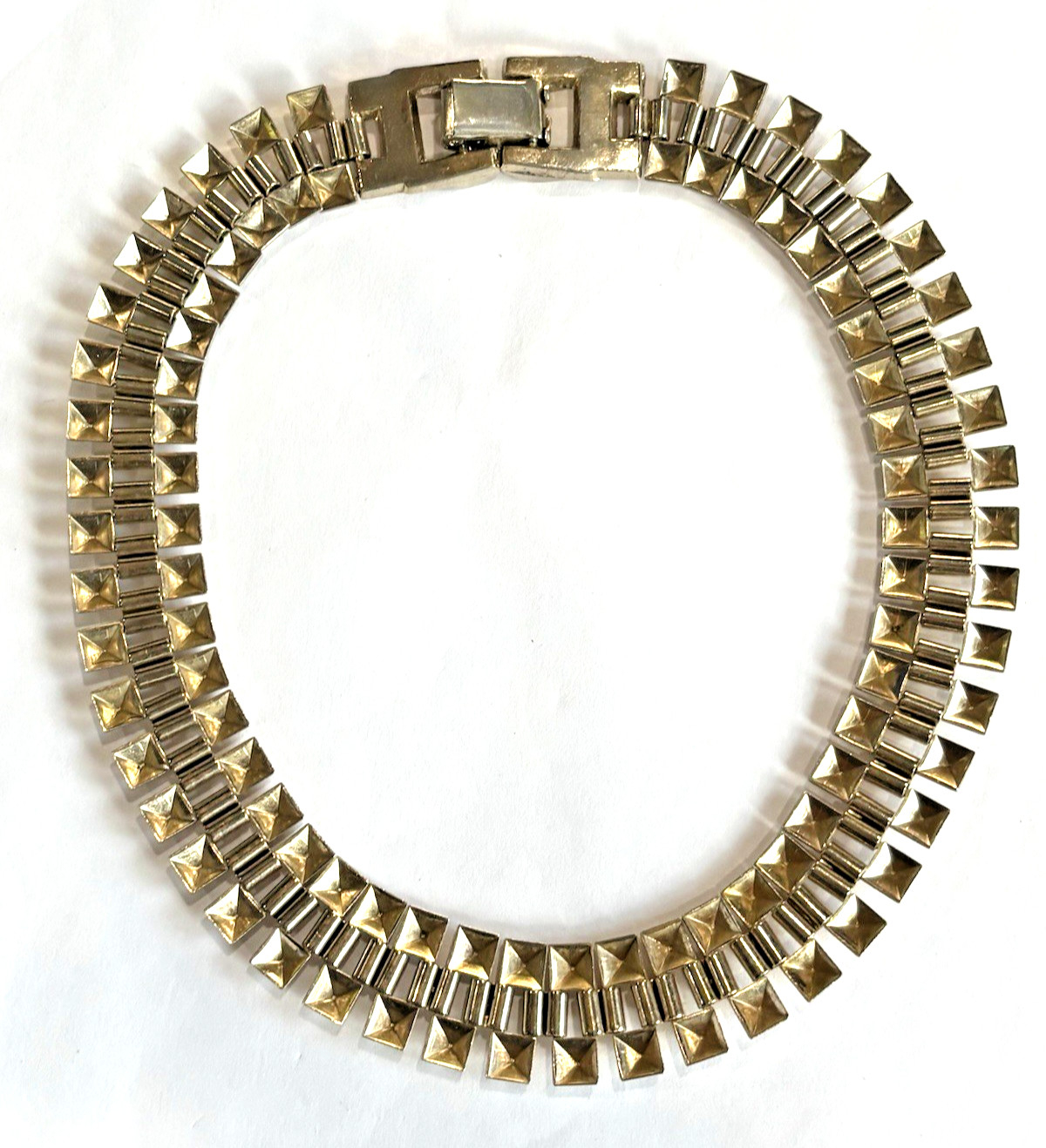 Vintage Cleopatra Pyramid Articulated Link Chain Gold Tone Choker Punk Retro 15″