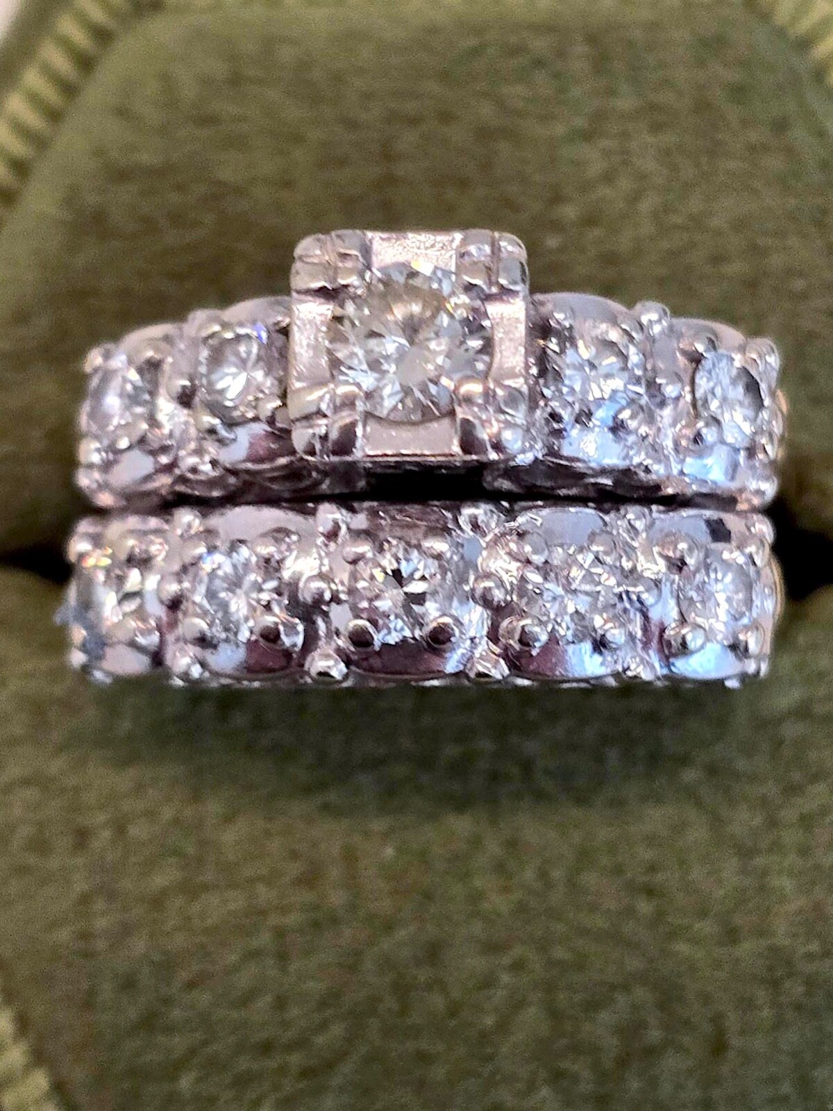 Rare Vintage “Unused” Diamond Ring Set (Approximations) about 1 ct. Size 7.5