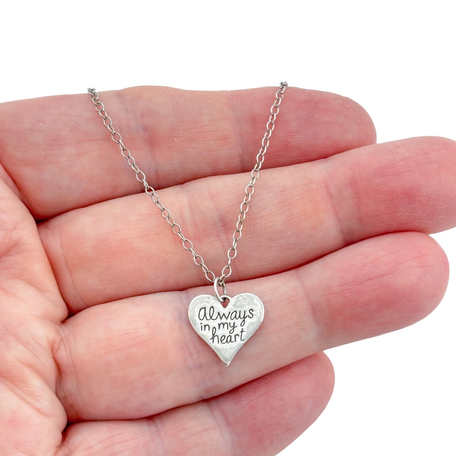Vintage Sterling Silver 925 Always In My Heart Pendant Necklace 20″
