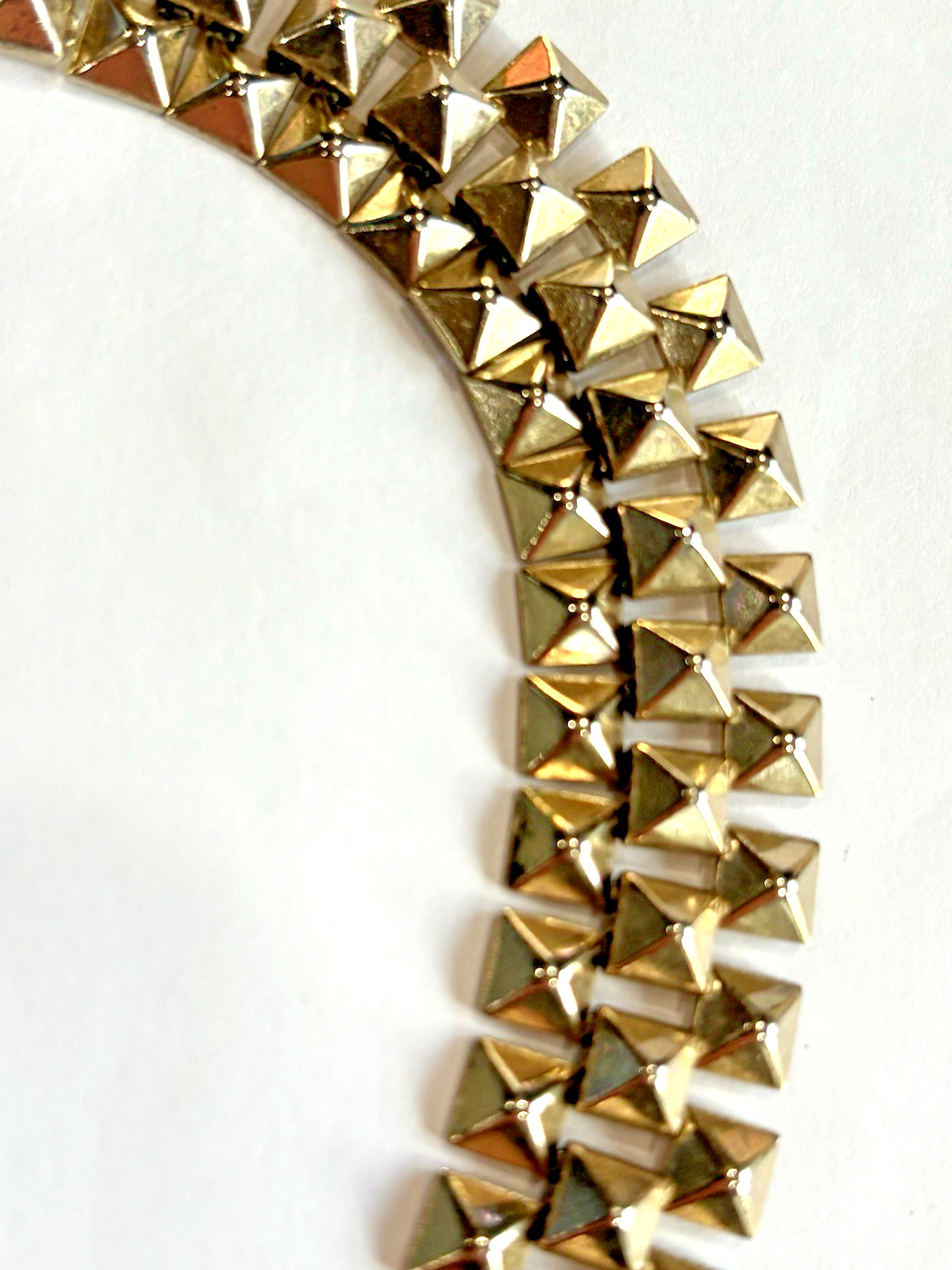 Vintage Cleopatra Pyramid Articulated Link Chain Gold Tone Choker Punk Retro 15″