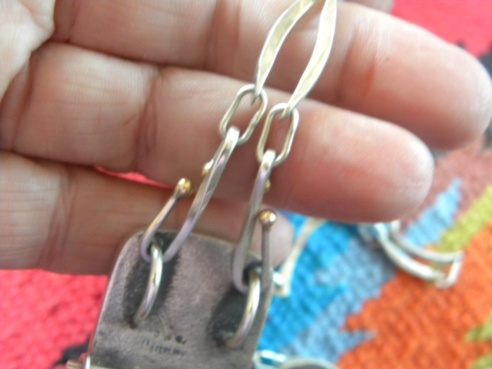 Vintage Sterling silver pendant and chain necklace, abstract design 21″ +