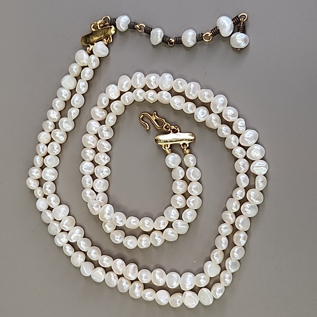 Vintage Freshwater Pearl Necklace White Double Layered Nine West 18″