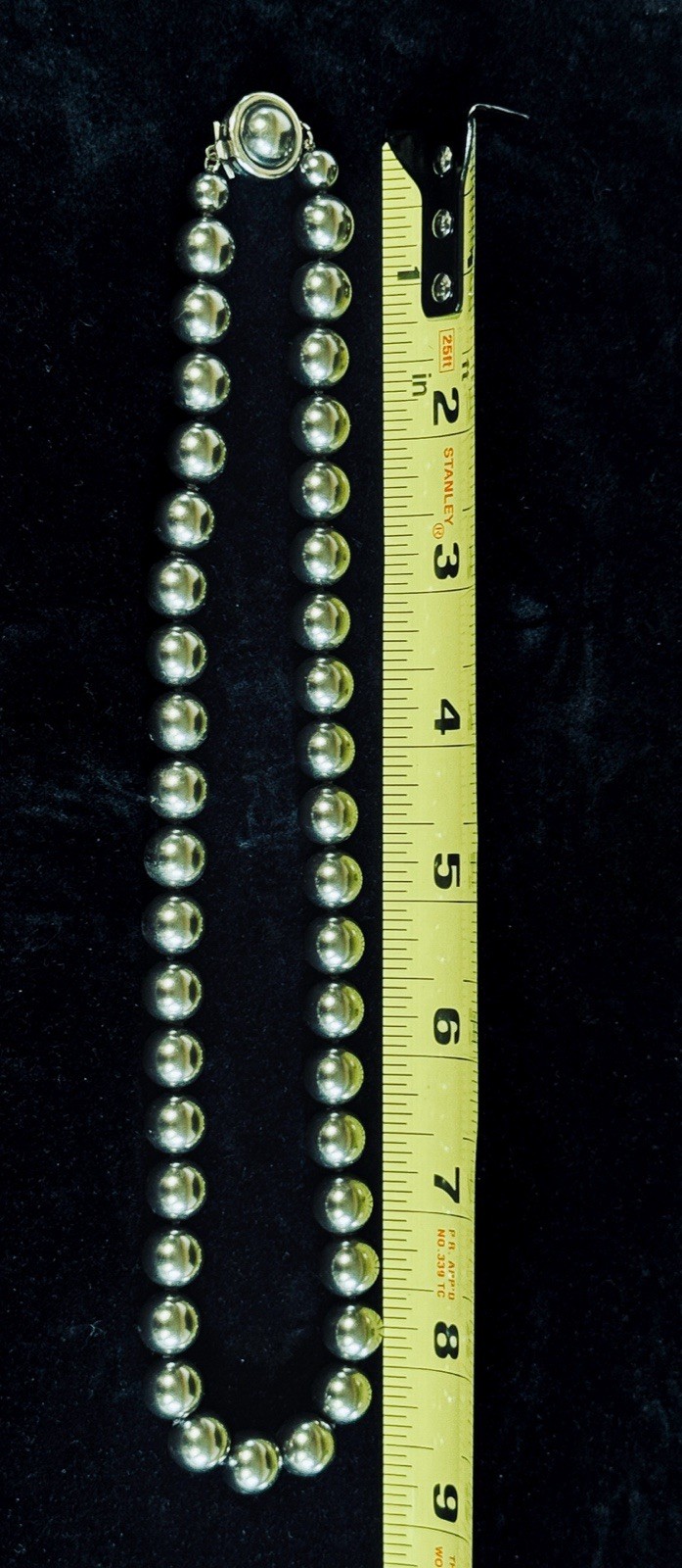 Vintage Faux Dark Gray Pearl Necklace and Matching Bracelet Glass Both EUC