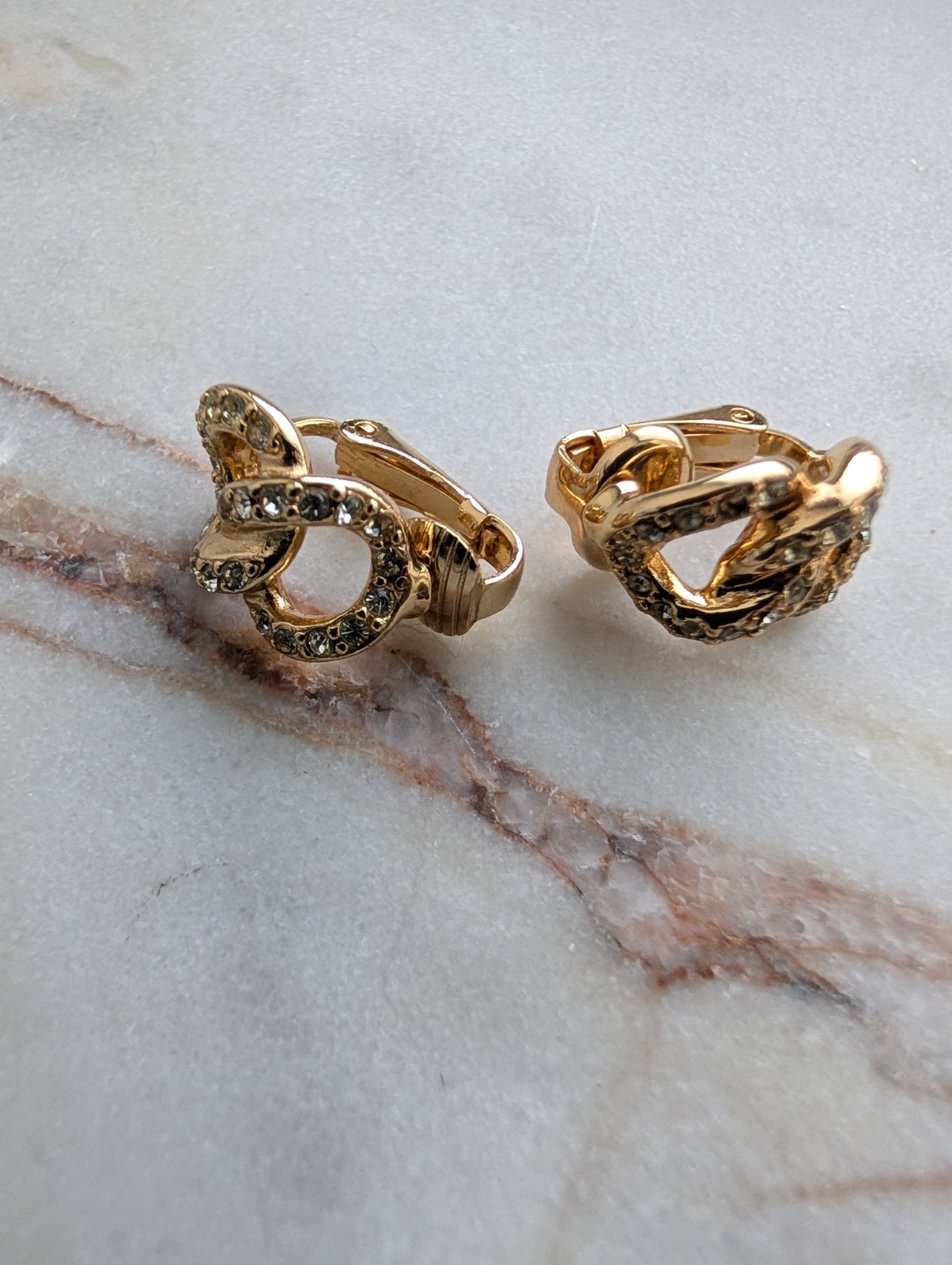 Vintage Christian Dior Gold-Tone Knotted Rope Clip-On Earrings
