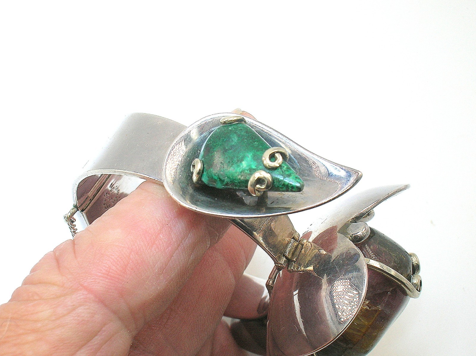 LOS CASTILLO TAXCO MEXICO VINTAGE STERLING SILVER BRACELET WITH STONES – B.OFFER