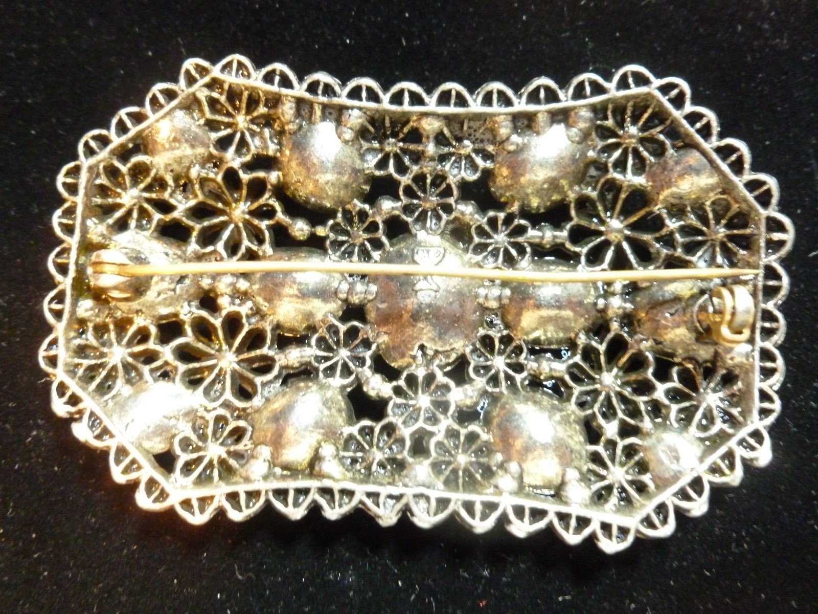 New England Glass Works Purple Rhinestone Pin