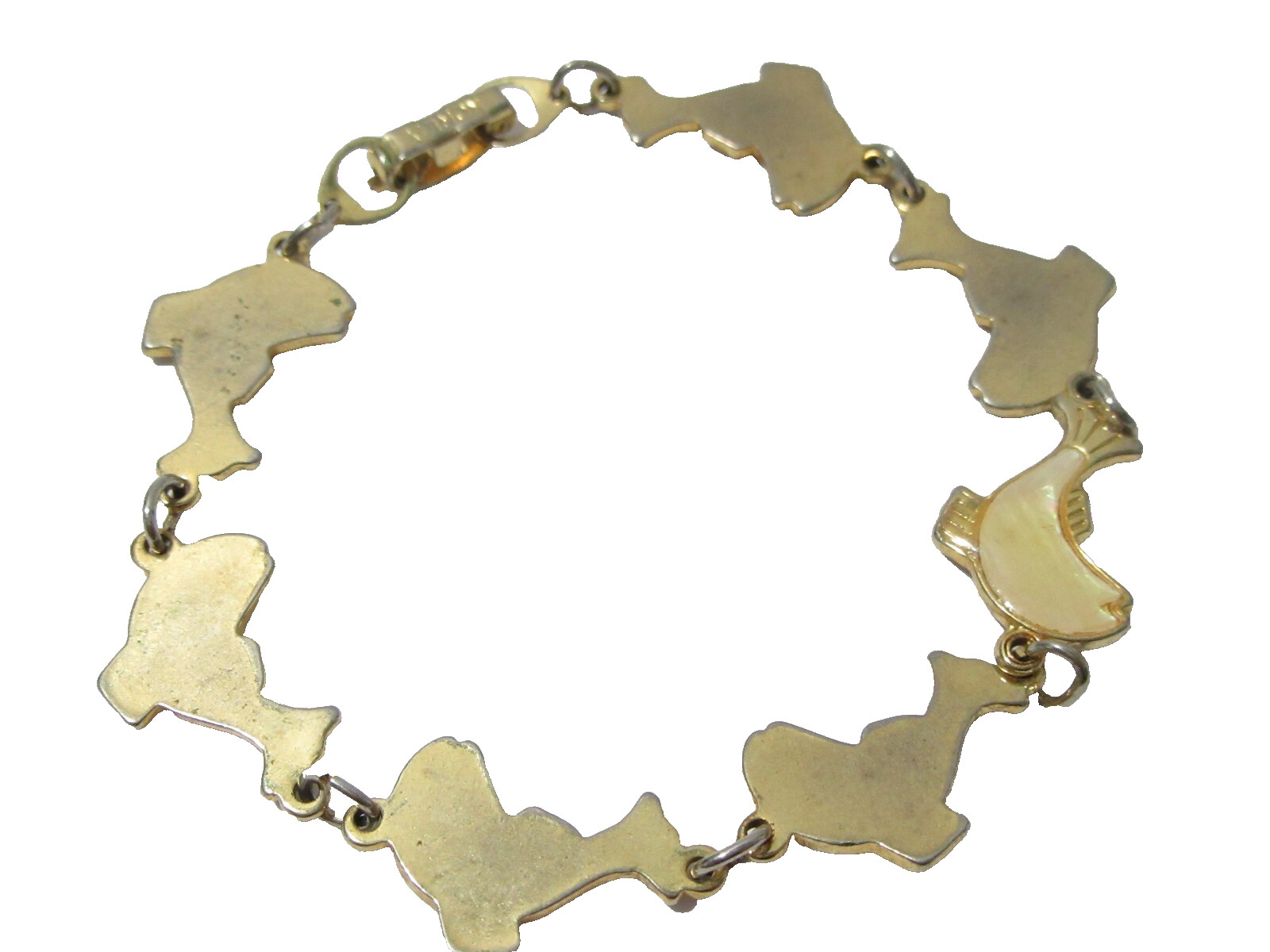 YELLOW PAUA SHELL DOLPHIN FISH BRACELET VINTAGE