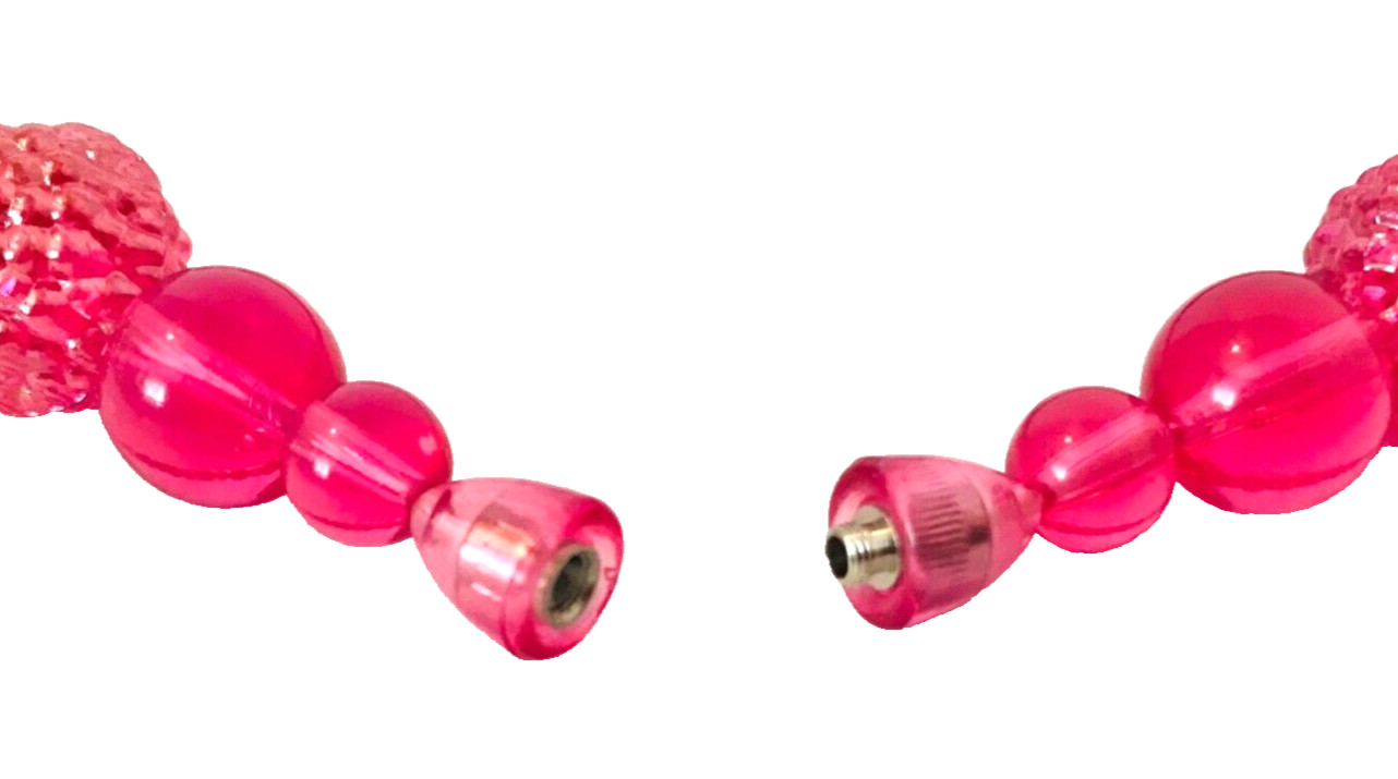 1930s-1950s Pink Beaded Necklace MCM Chunky Acrylic Plastic Estate Jewelry USA