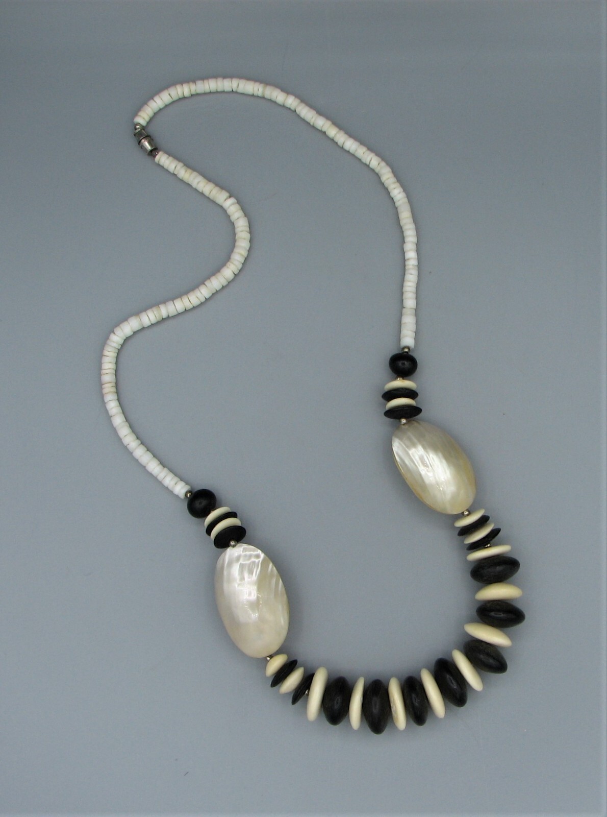 Vintage Exceptional MOP And Shell Heishi Necklace #5569 Free Shipping