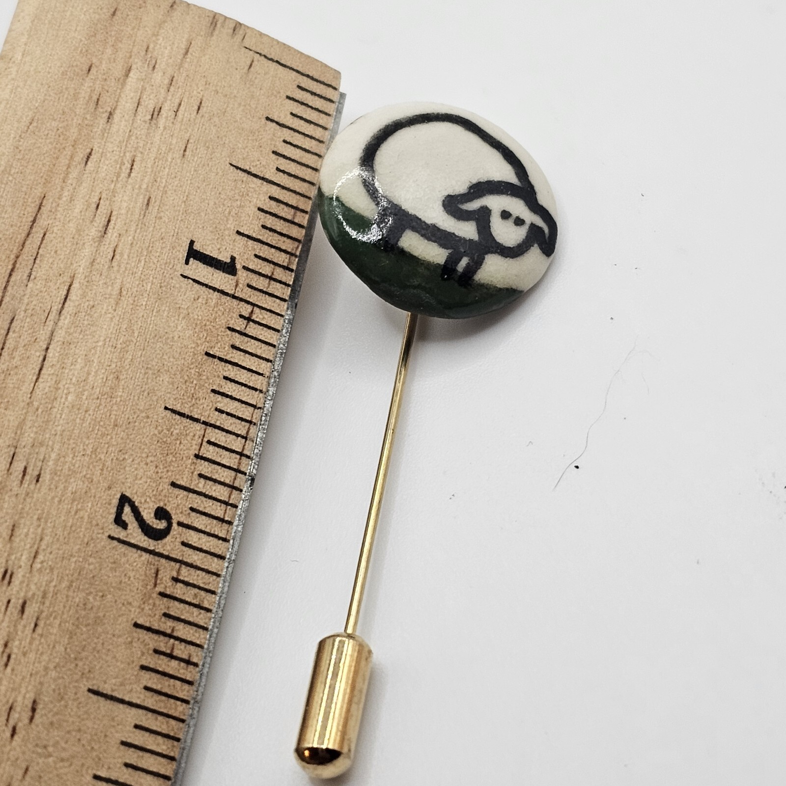 MA Hadley Style Stick Pin Sheep Lamb Gold Tone Estate Find