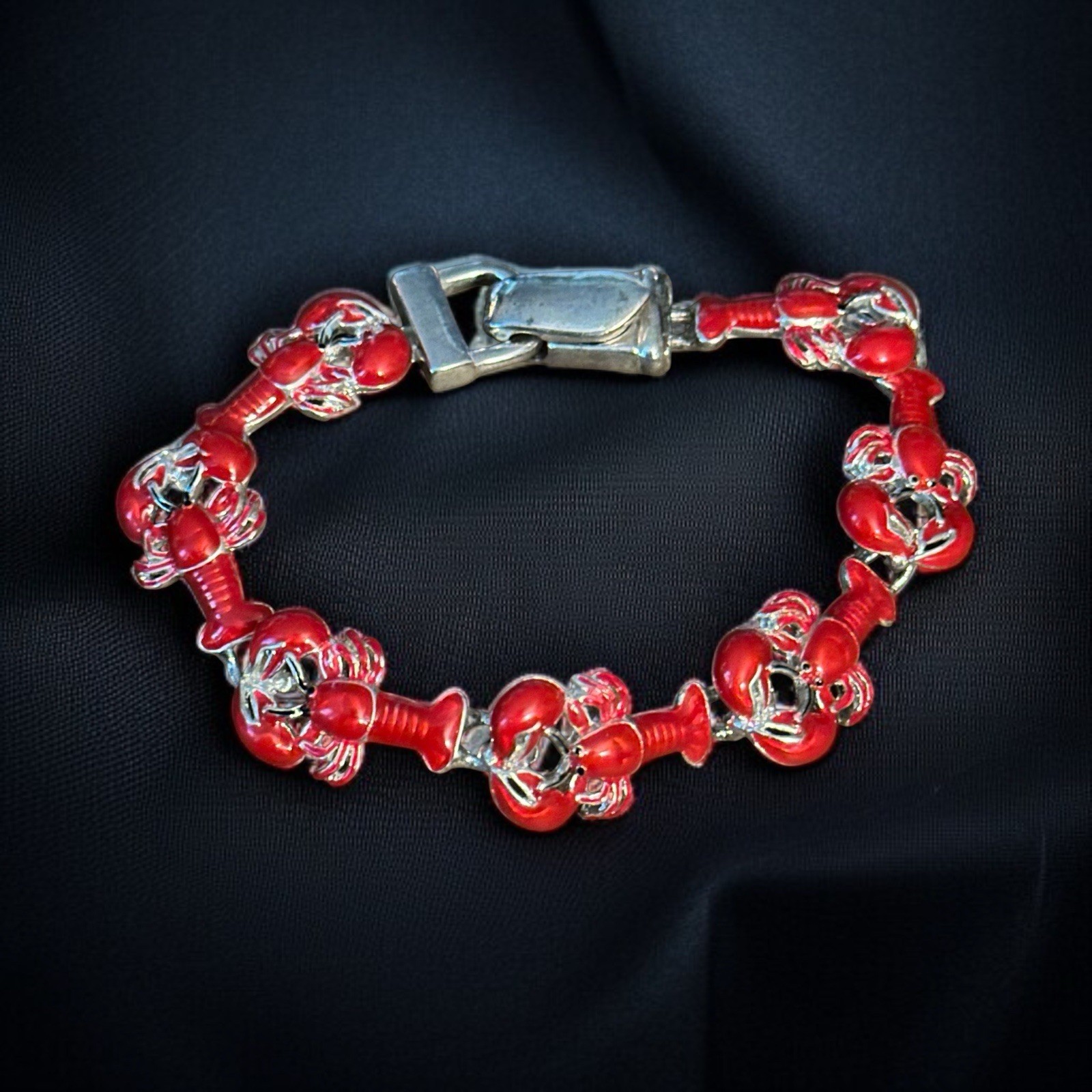 Vintage red lobster link bracelet