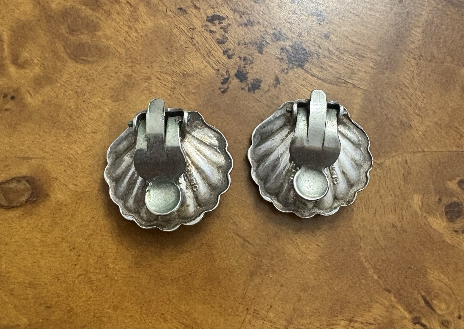 VTG 1930s Sterling Bernard Instone Art Deco Figural Cornish Pixie Shell Earrings