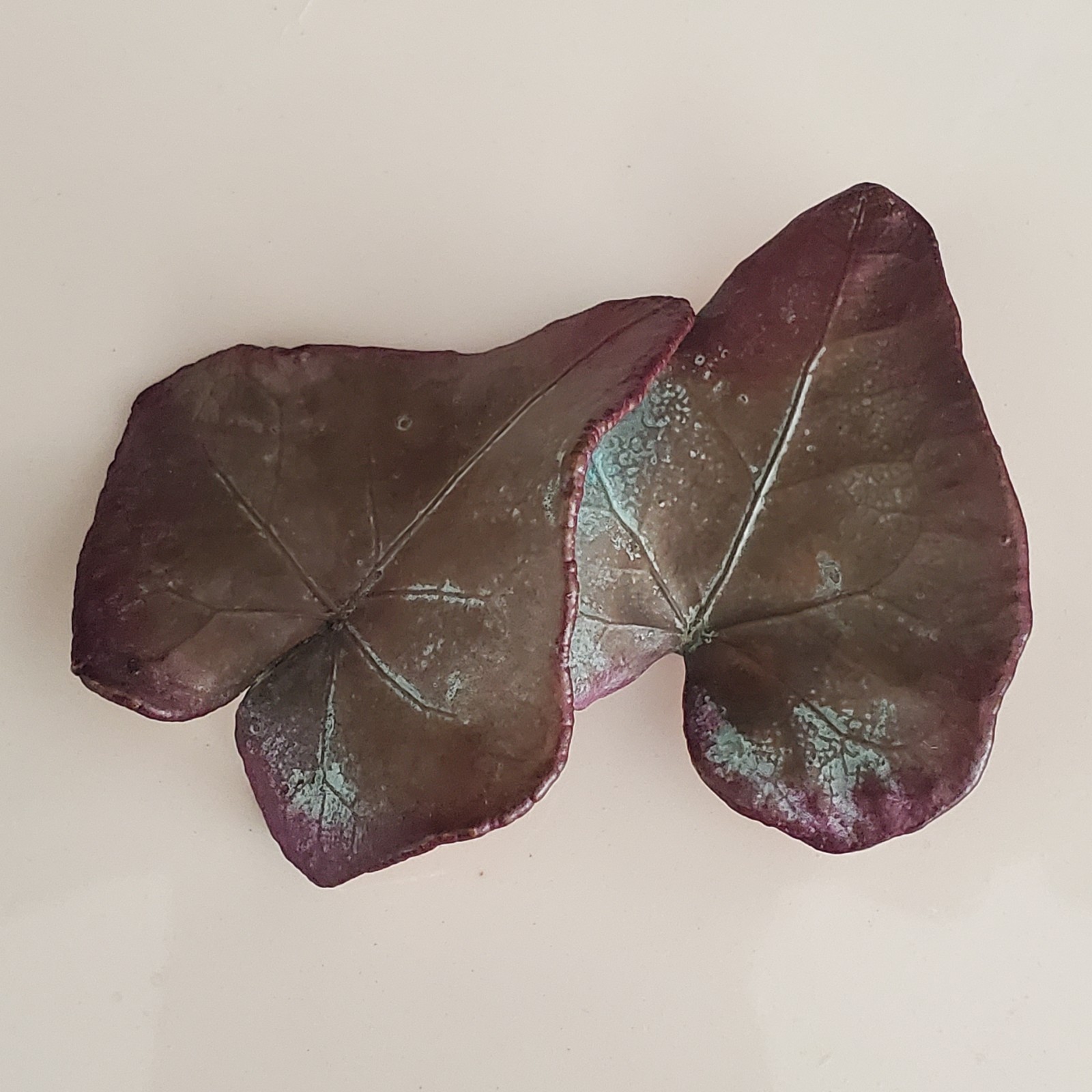 Nature’s Creations Rockville Maryland Copper Leaf Leaves Brooch Pin Vintage