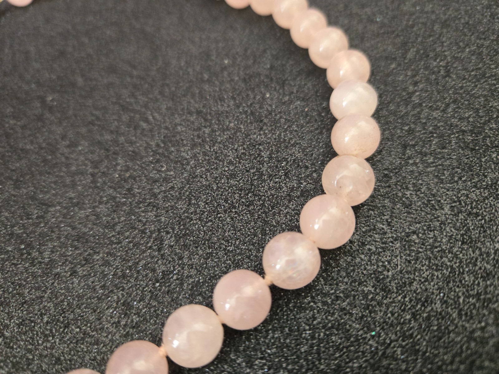 Rose Quartz Beaded Necklace Knotted Single Strand 18inch Long Pink Stone Jewelry