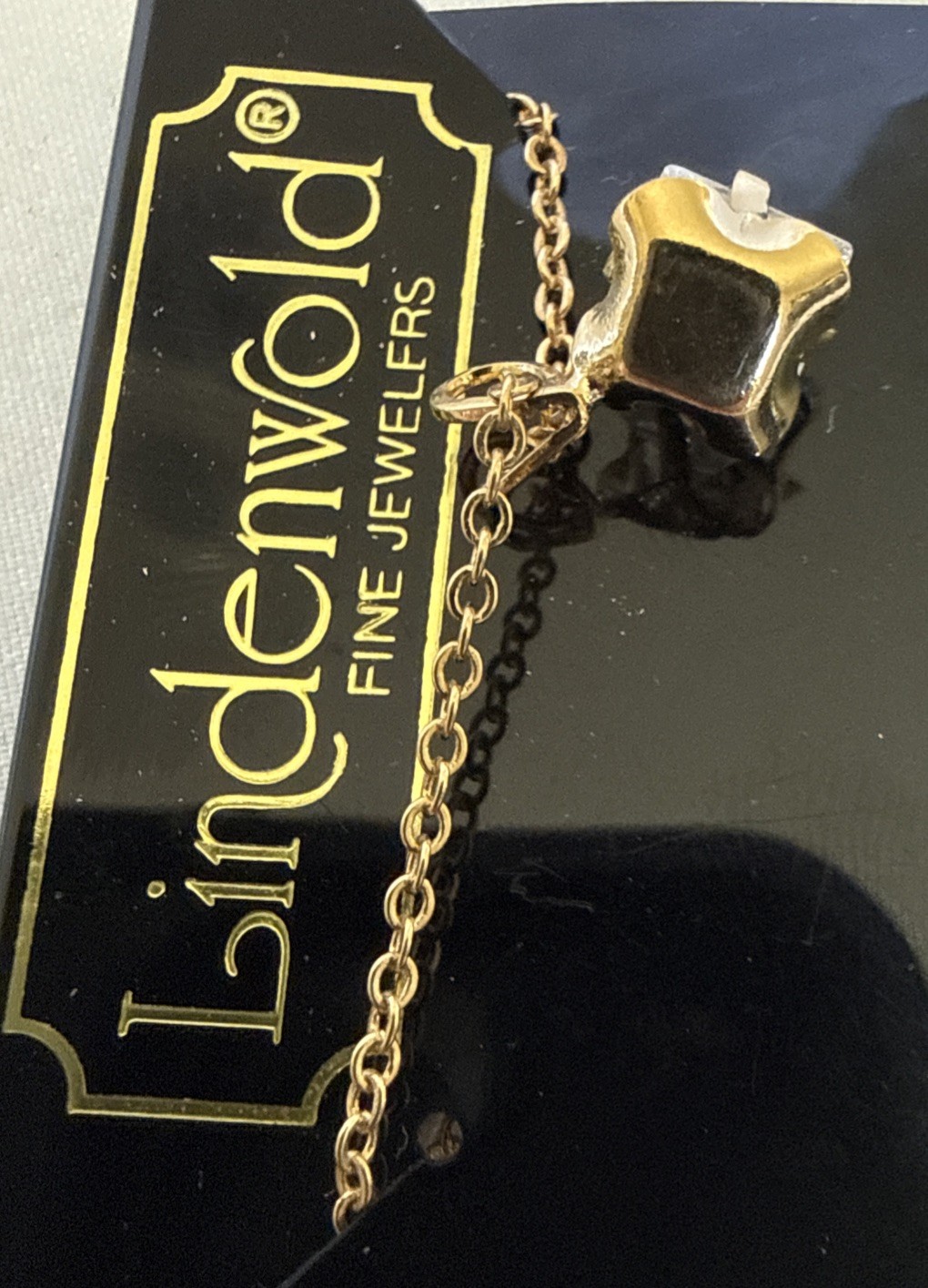 Lindenwold Fine Jewelers Gold-Tone 16″ Necklace SquareCubic Zirconia Vintage NEW