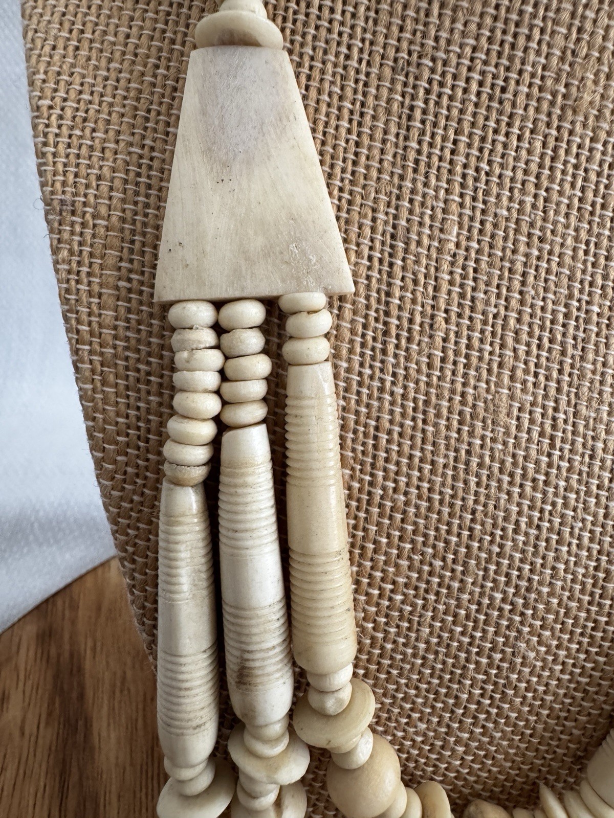 Vintage Beaded Necklace With Bone/Natural Stone Pendent Boho Style Earthy