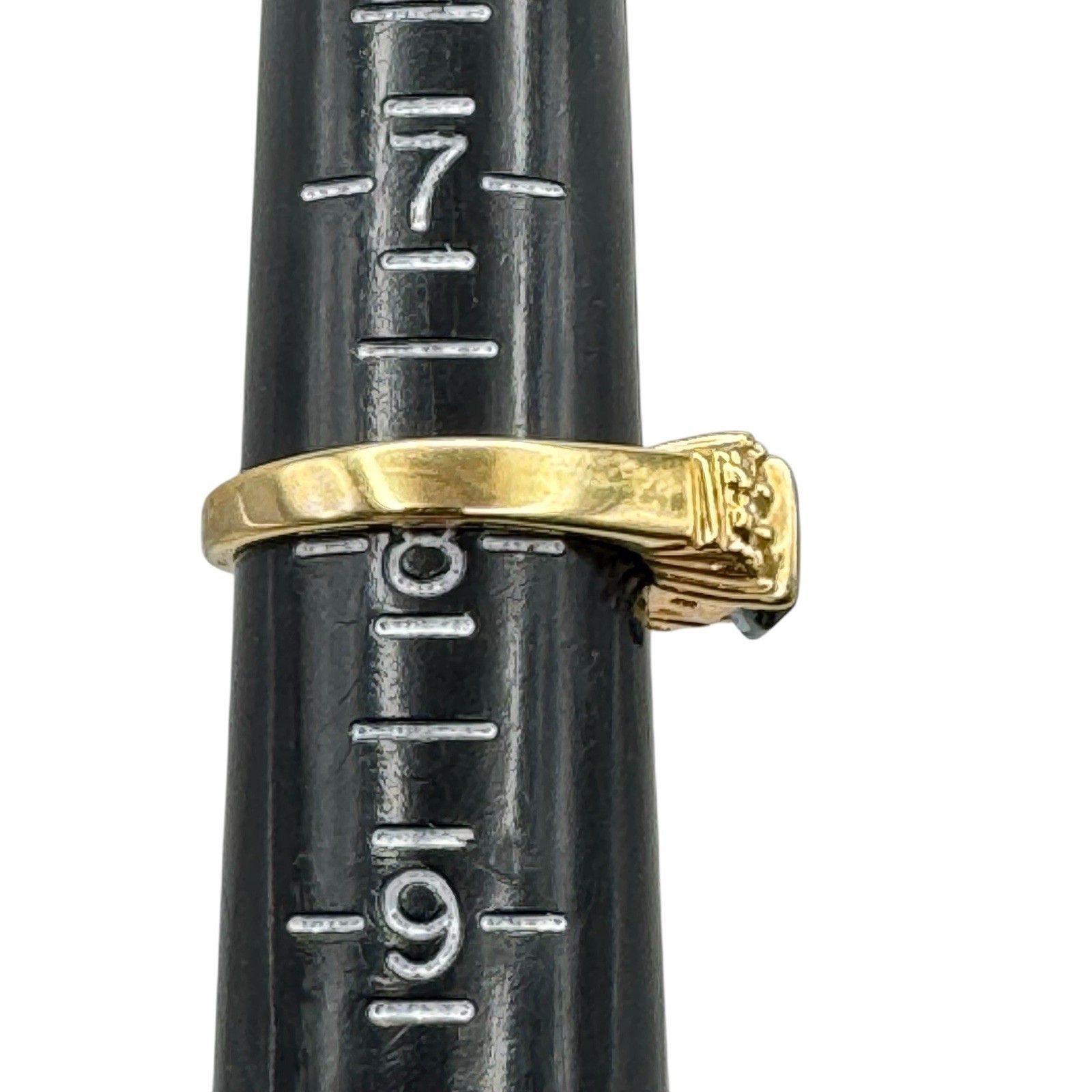 18k GE Ring Gold Electroplate Blue Rectangle w/ small white stones Size 8