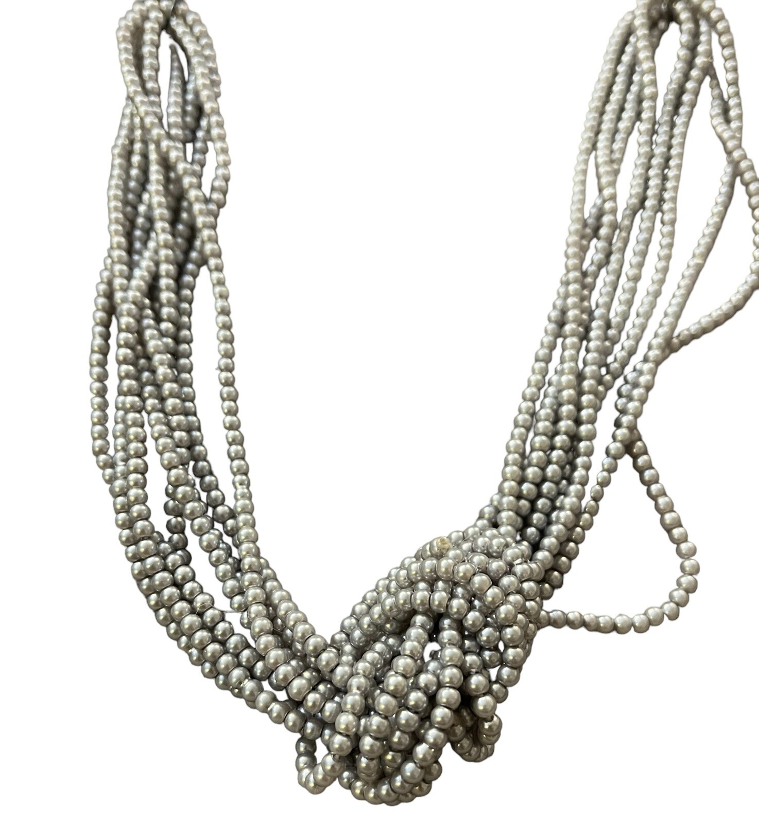 Pendleton Heavy Chain and Multi Strand Knotted Bead Necklace 36 in Gray