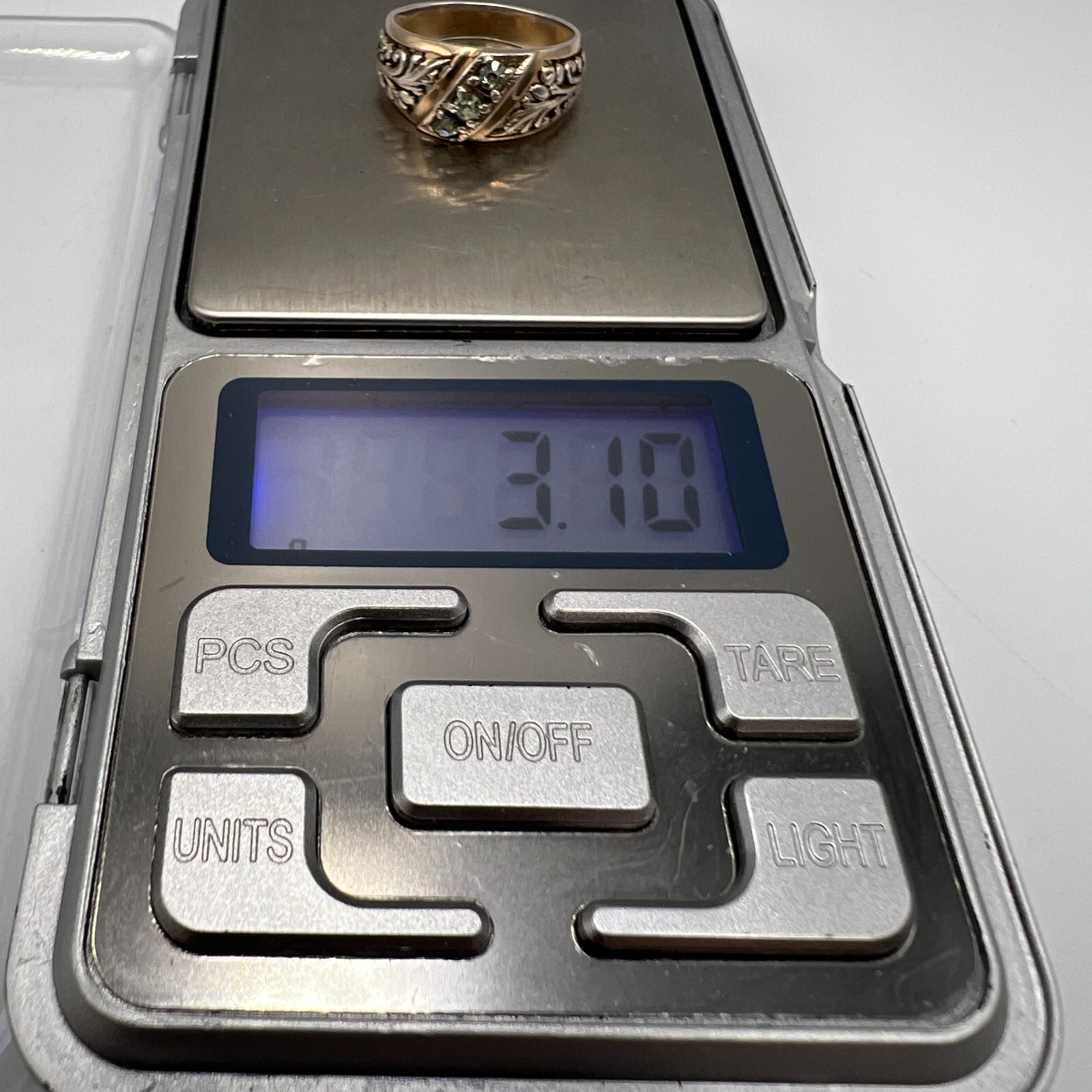Vintage Soviet Silver 875 Ring with Green Stones Floral Design Size 6.5