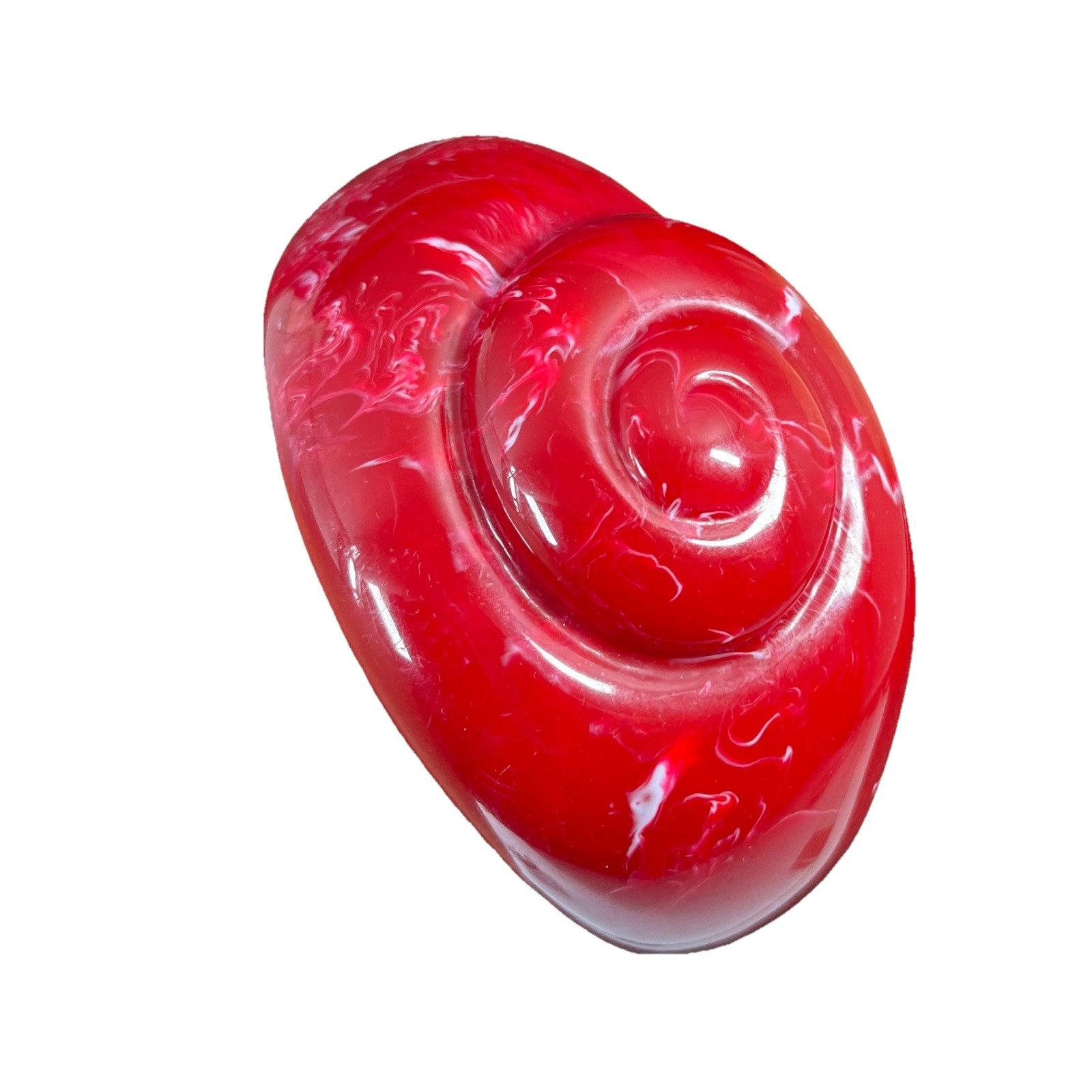Red Lucite Cuff Bracelet Wide Chunky Statement Spiral Nautilus Shell Modernist