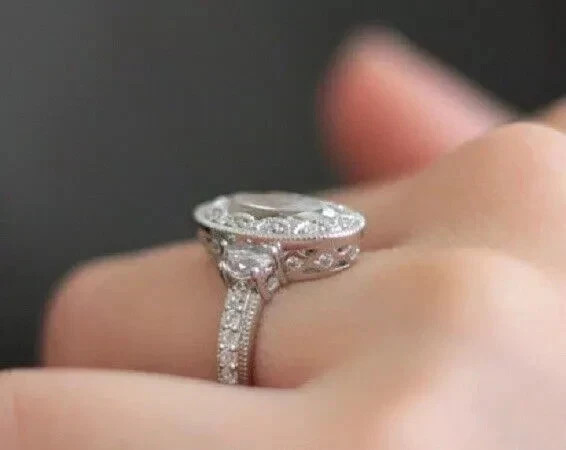 2Ct Art Deco Style Lab Created Diamond Engagement Wedding 14K White Gold FN Ring