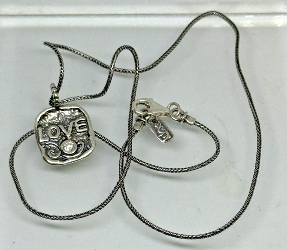 Sisae Shablool Israel Love Necklace 18″ Clr Goshenite Beryl Gemstone 925 Silver!