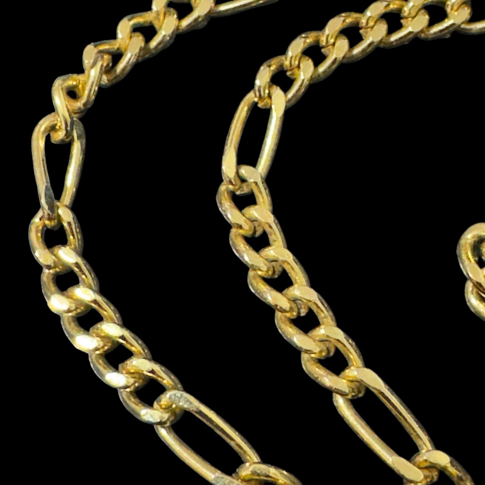 Vintage 14KGP Yellow Gold Plate Figaro Chain Necklace 20 Inch