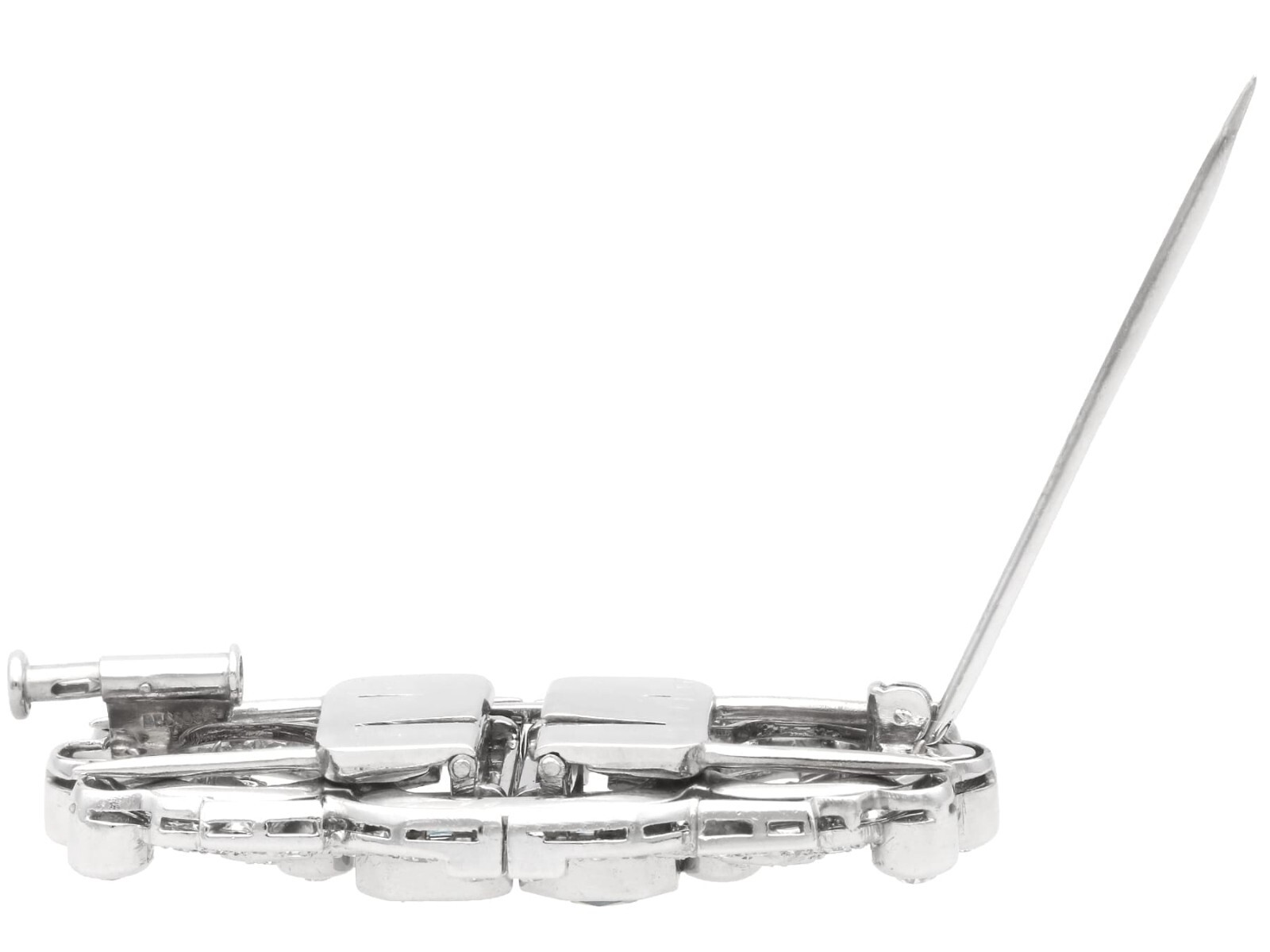1.52Ct Aquamarine and 2.92Ct Diamond, 18k White Gold Double Clip Brooch