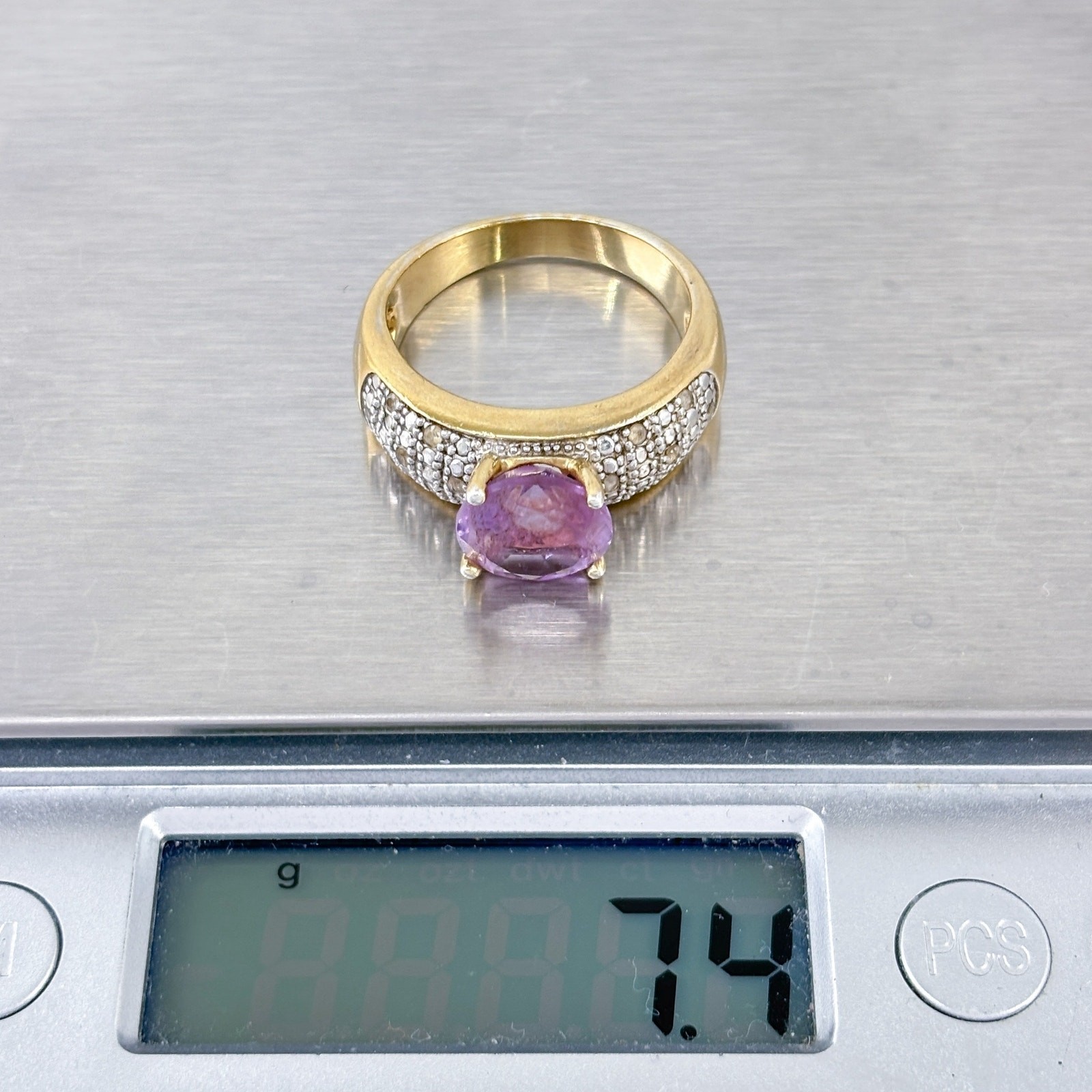Purple Amethyst Ring | Gold Plated Sterling Silver 925 | Thailand | Size 10