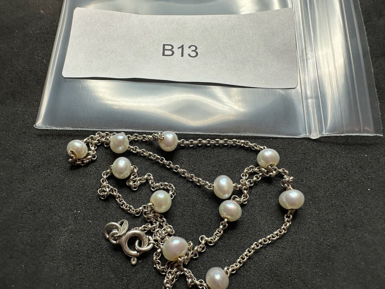 5.00g Vintage Sterling Silver 925 Chain Rolo Station Bead Link Necklace 16 in M