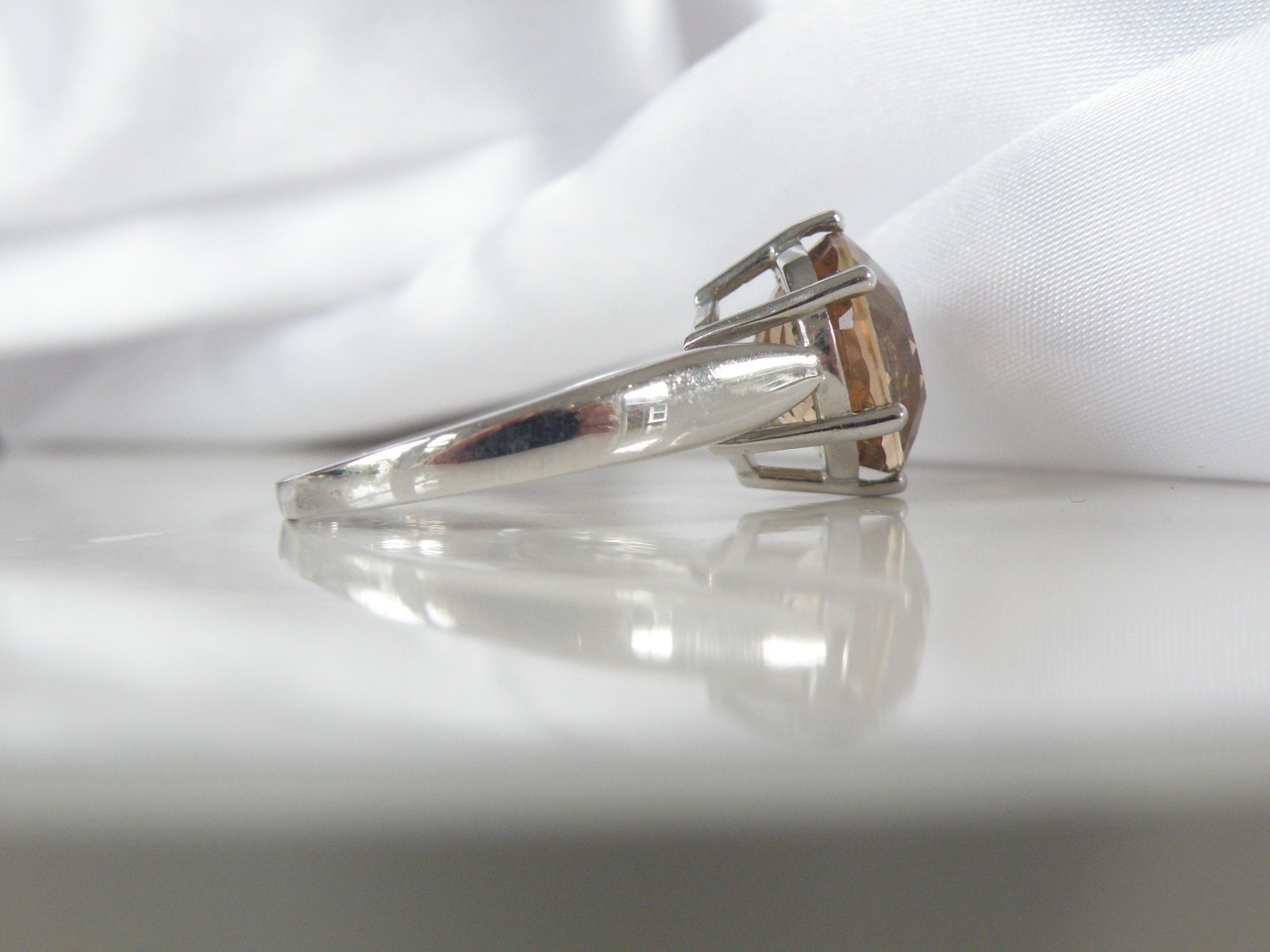 Vintage Sterling Silver 925 Natural Golden Beryl Solitaire Cocktail Ring Size 11