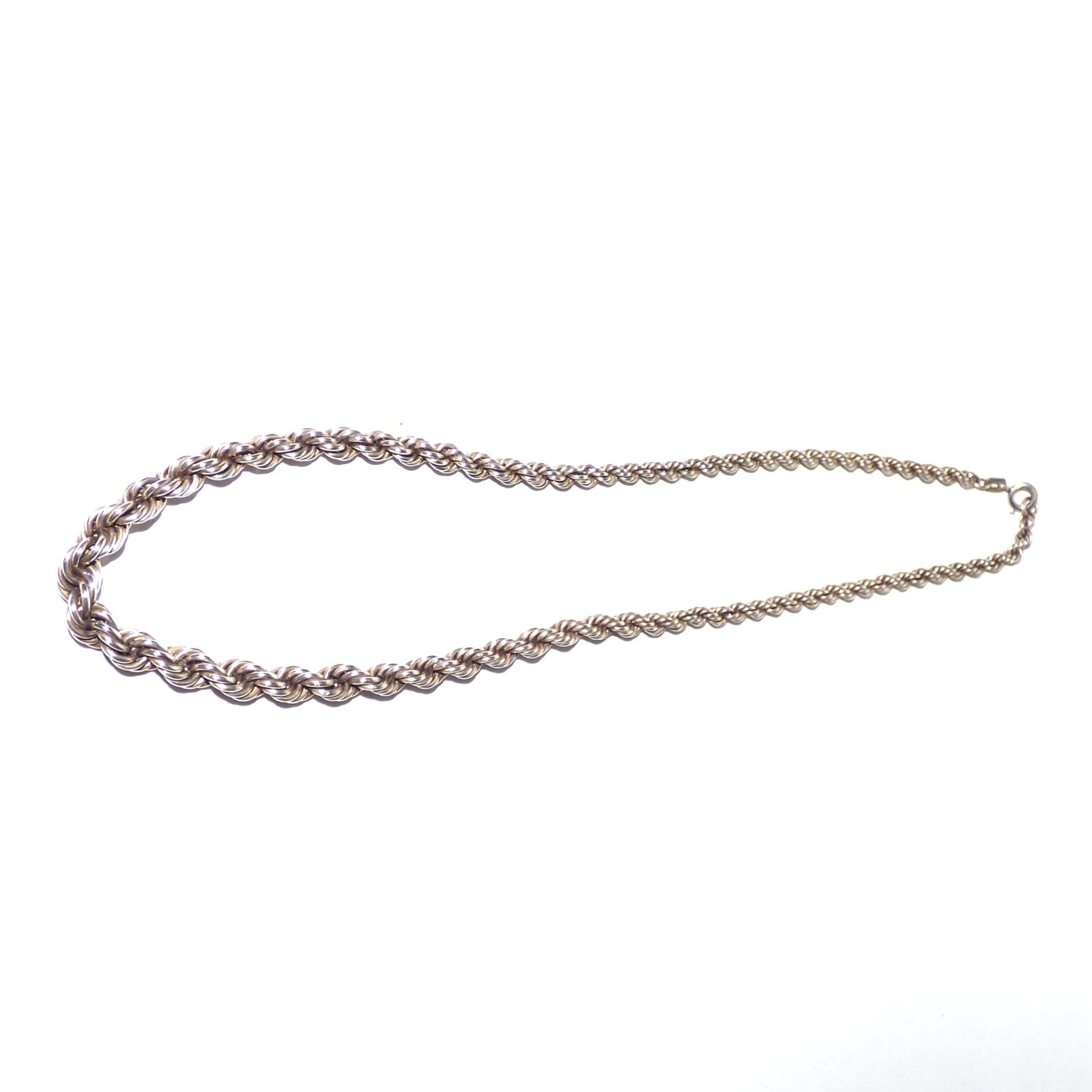 Vintage Italian 925 Sterling Silver Graduated Rope Chain Necklace 45cm 16g