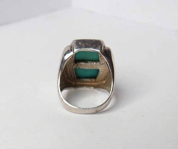 VTG WOMENS 925 STERLING SILVER RING BLUE STONE SZ: 6 & TOP 22mm 9gr