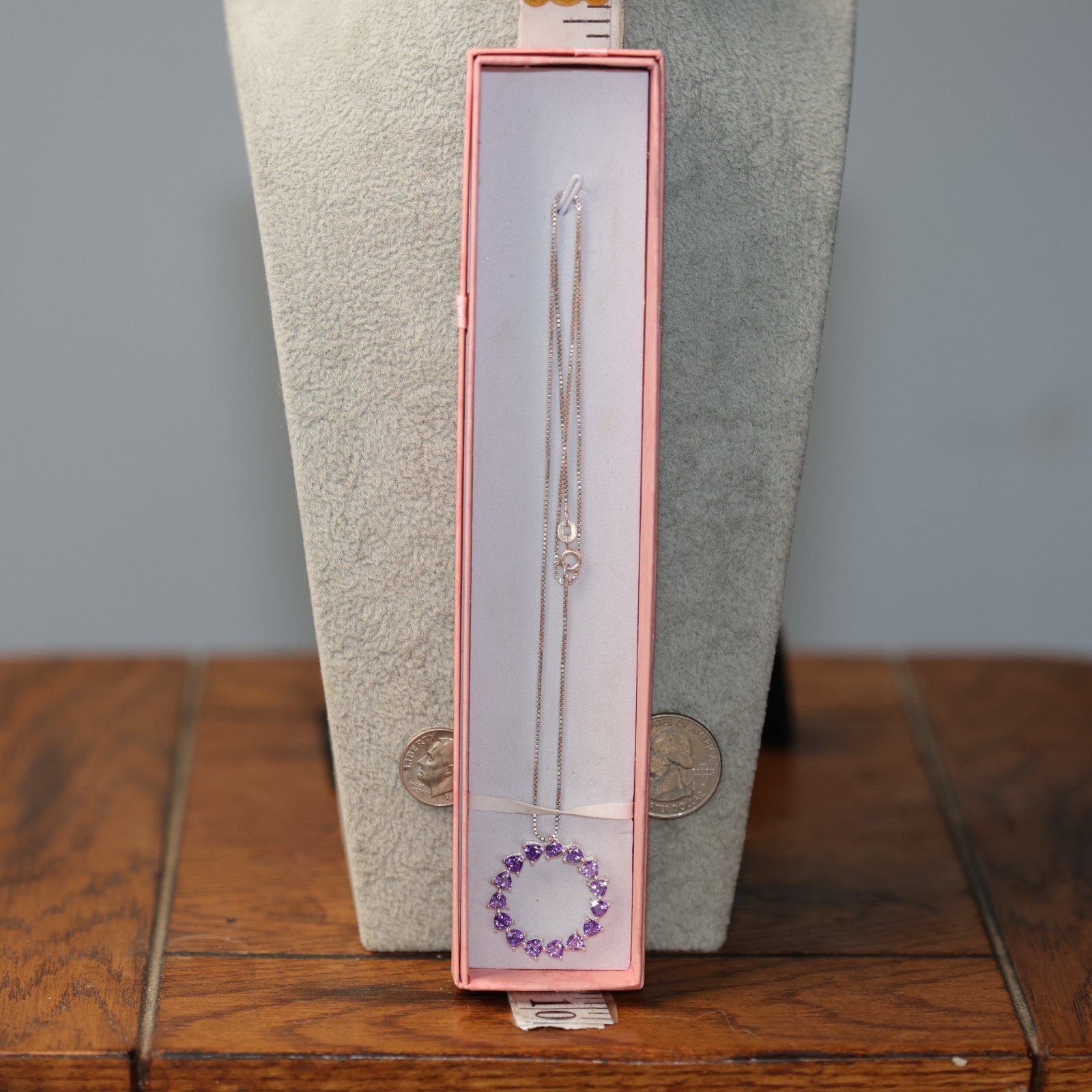 Round Amethyst Gemstone Pendant Necklace Sterling Silver
