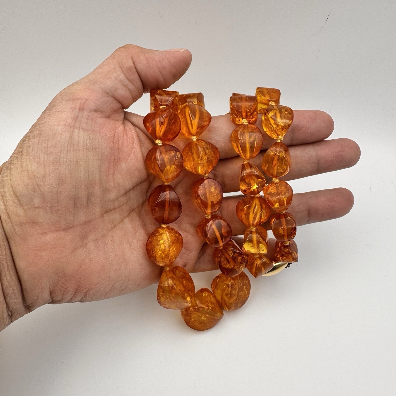Authentic Honey Baltic Amber Necklace with 14k Solid Gold Clasp~25″