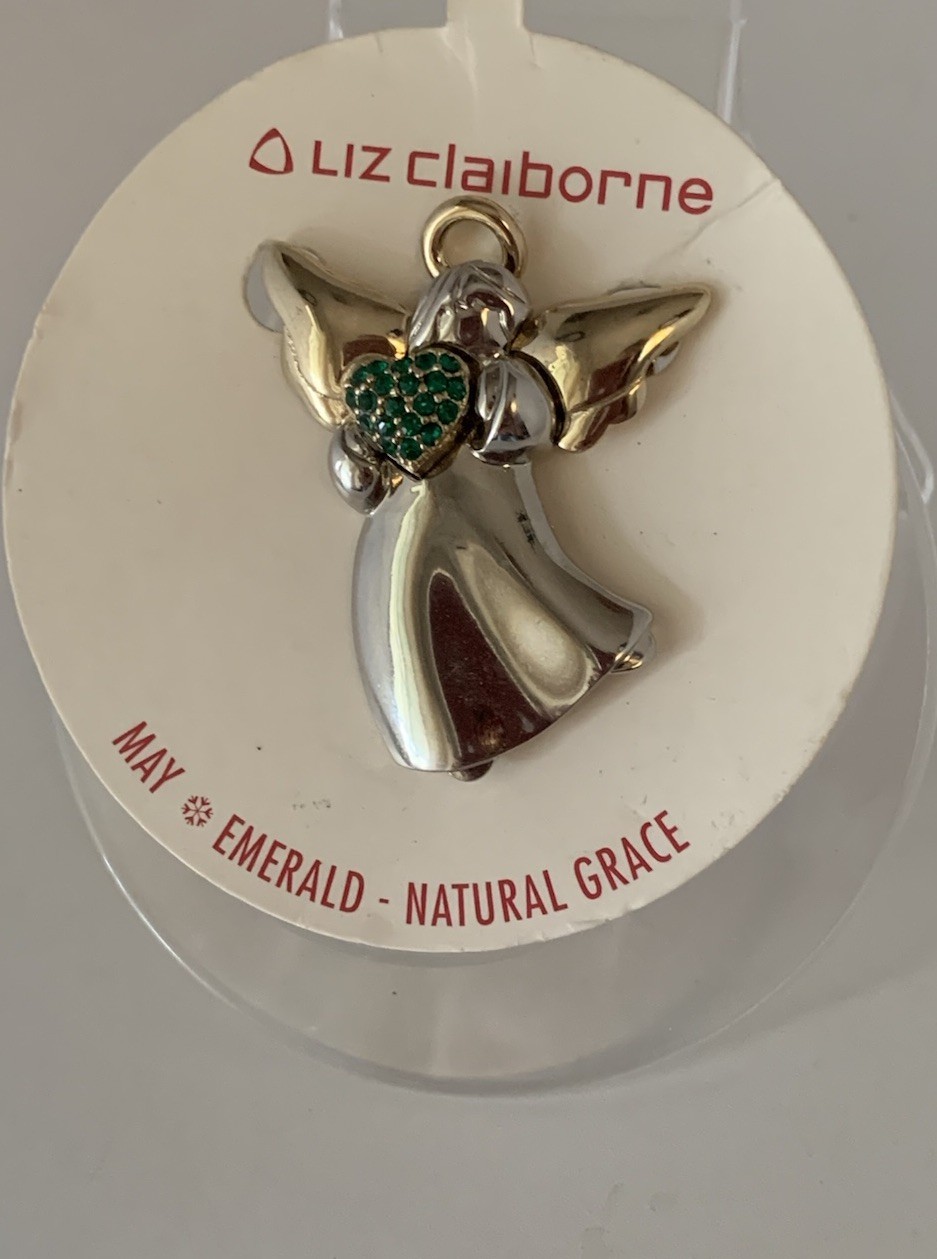 Liz Claiborne Faux Emerald May Natural Grace Angel Brooch Pin New