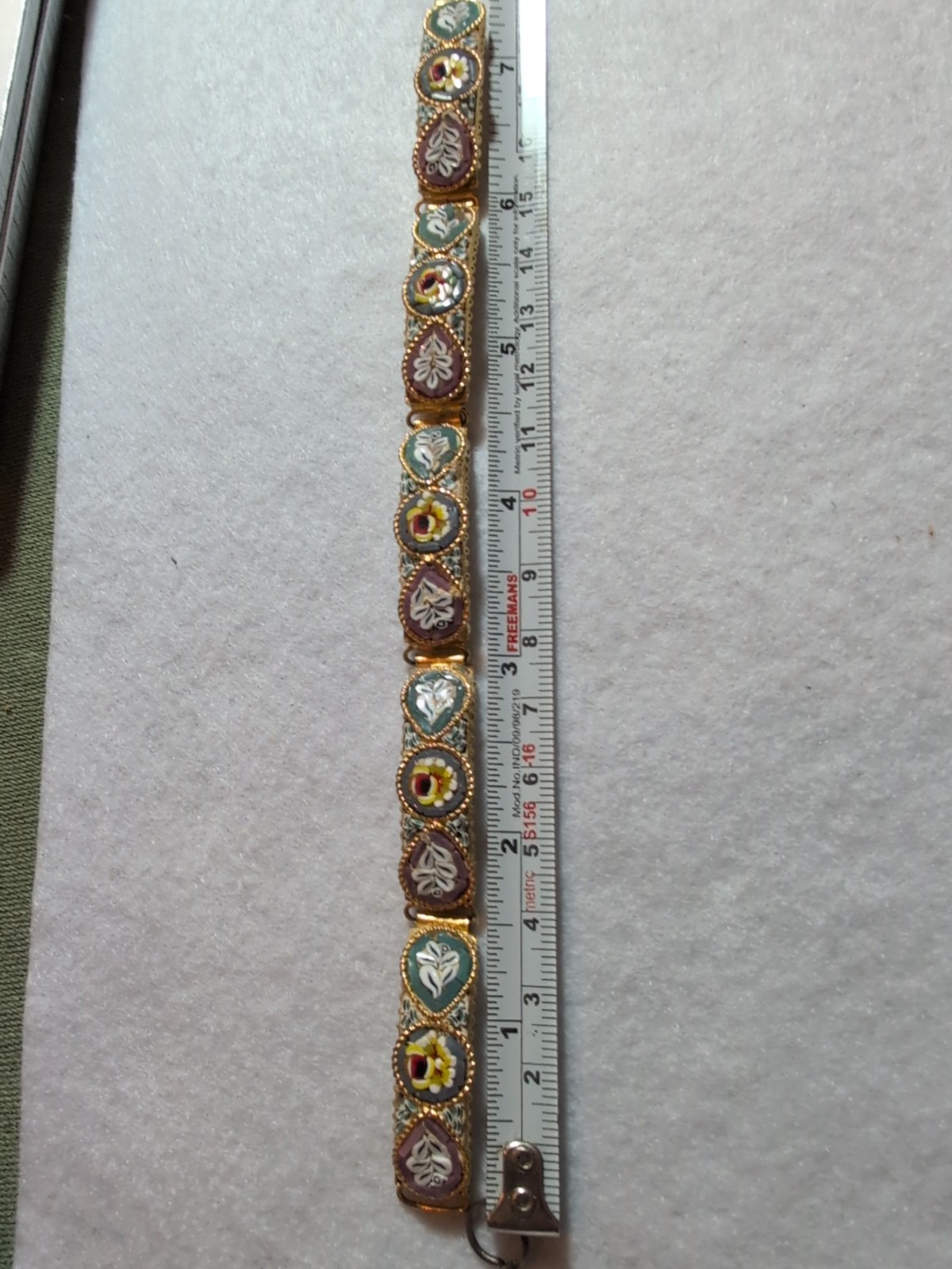 Mosaic 7 1/2 Inch Bracelet Gold Tone Missing Tessarae As Shown