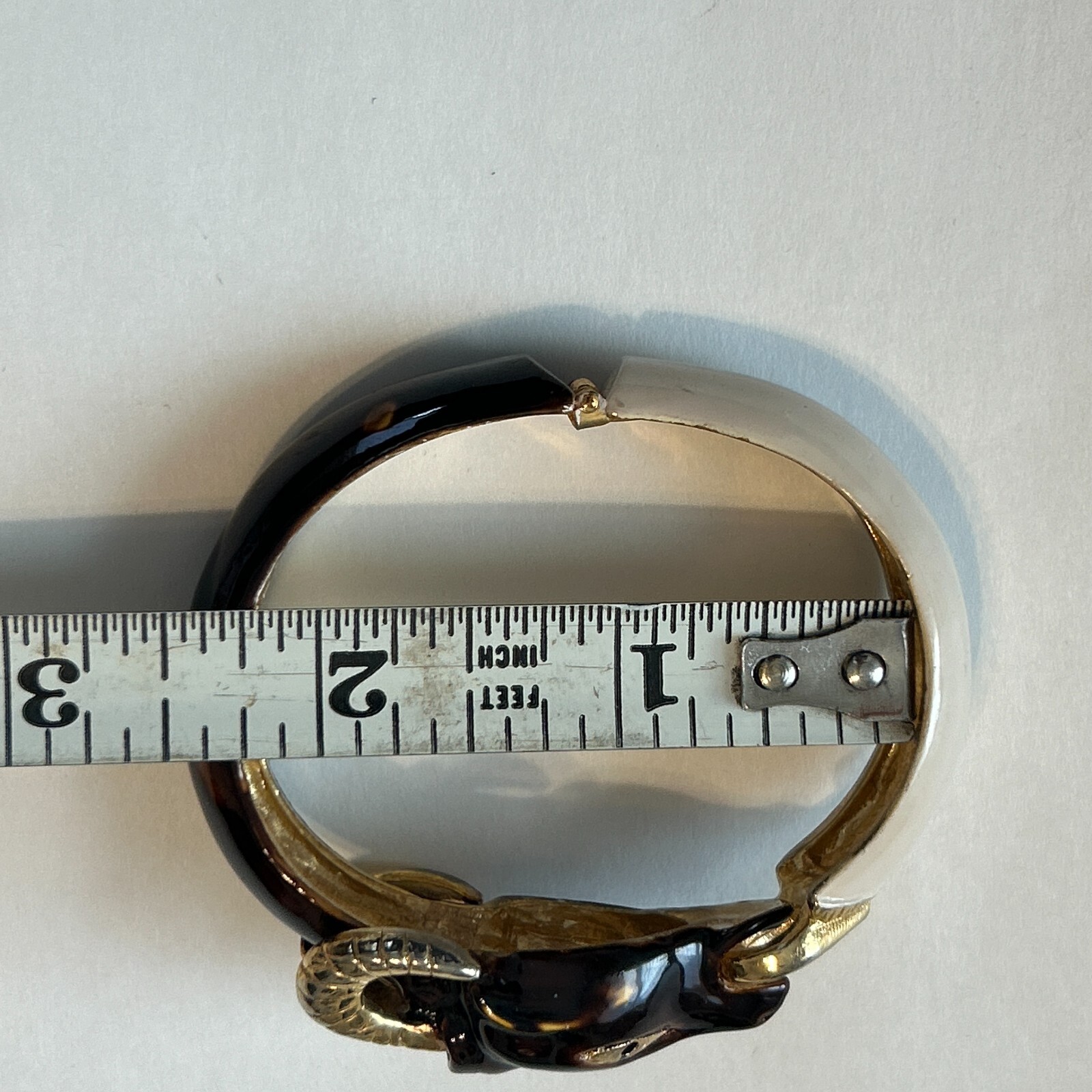 Vintage Original by Robert Ram Head Enamel Hinged Clamper Bracelet Aries Signed