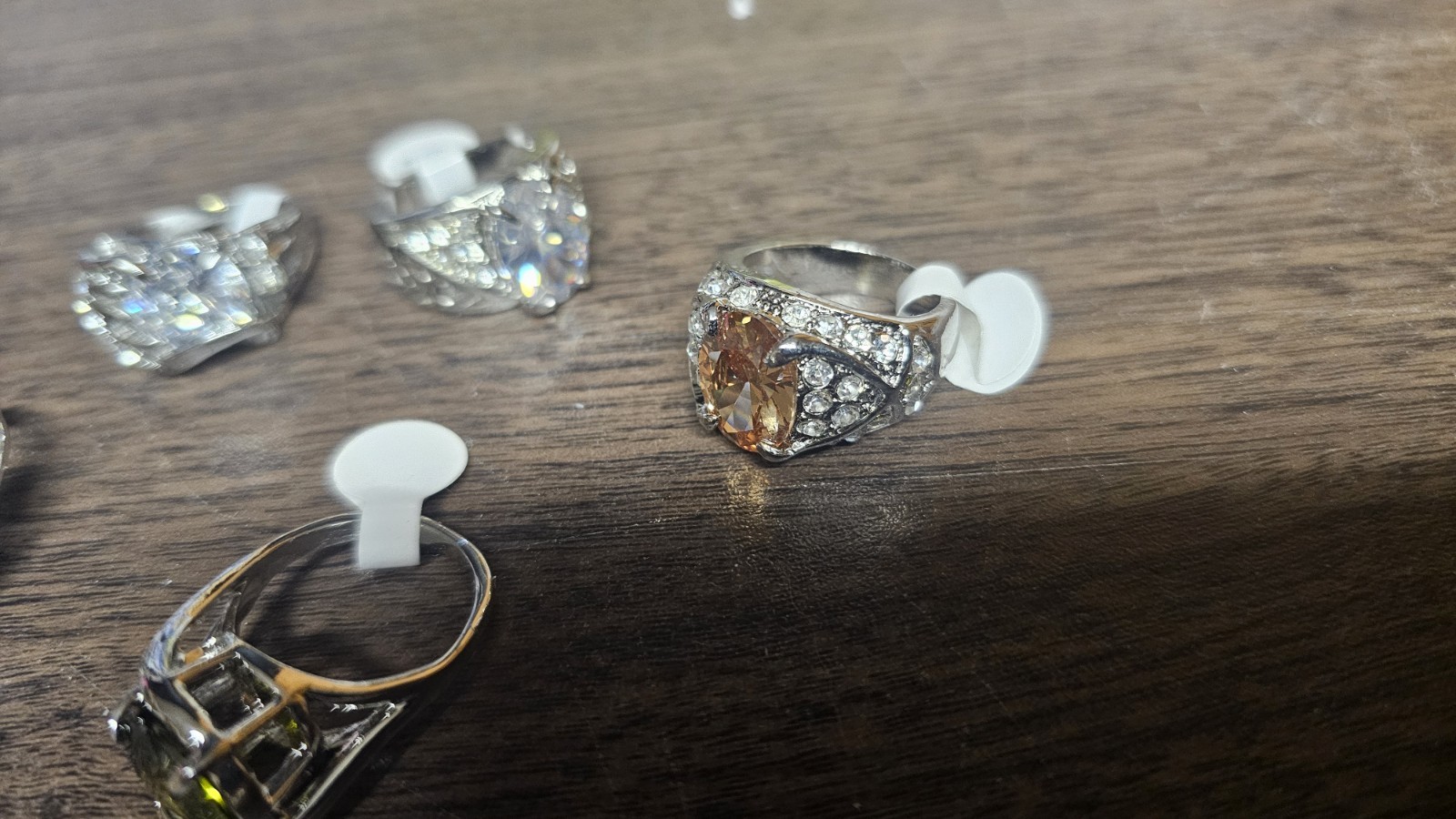 Big Vintage Costume Jewelry Lot 5 RingsDesigner Fashion Size 8 50s 60s 70s 80s