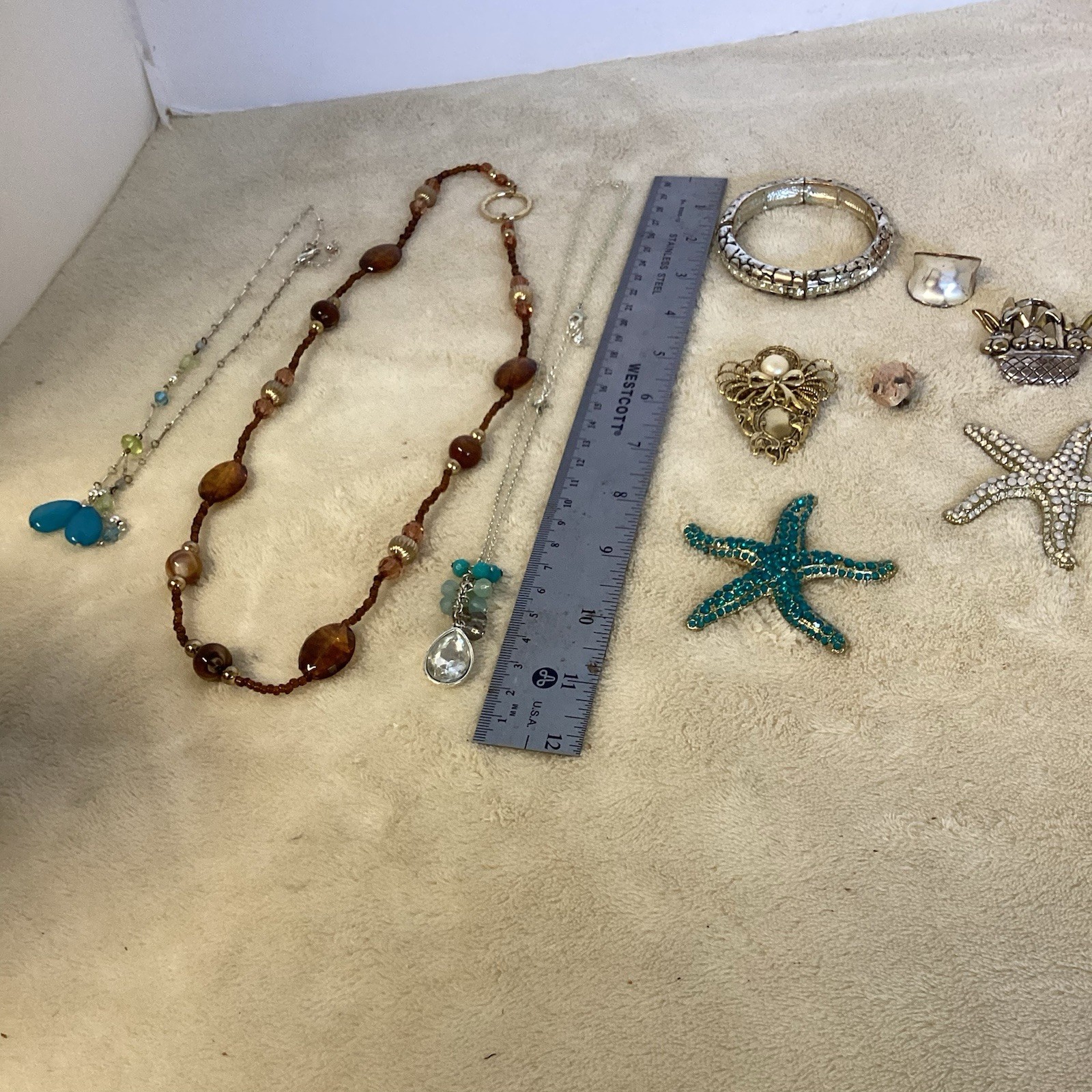 Eclectic Lot Of Costume Jewelry Necklaces, Pendant, Brooch, Ring Bracelet READ