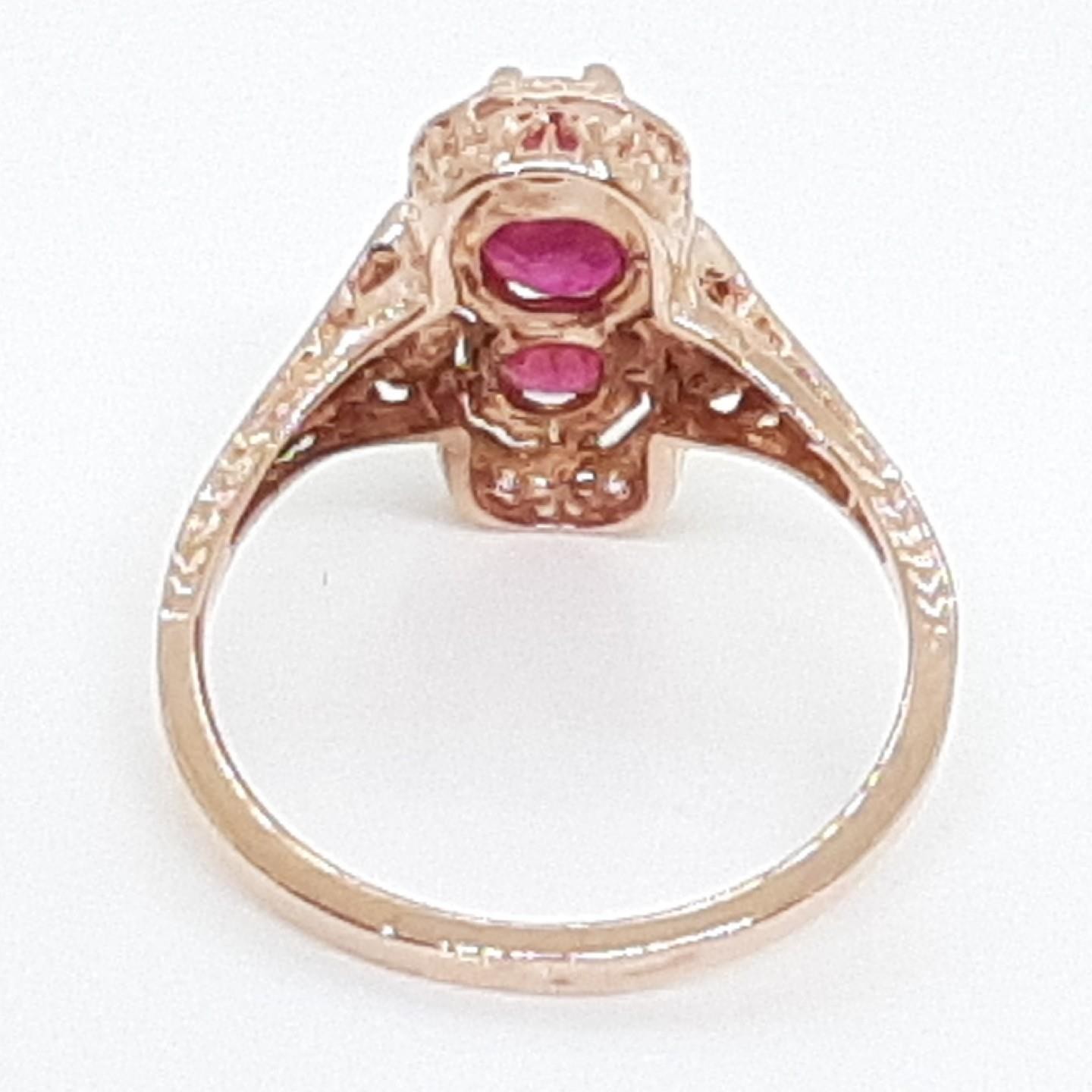 Antique Filigree 1.00ctw Ruby 14K Rose Gold 925 Sterling Silver Ring Size 6.75