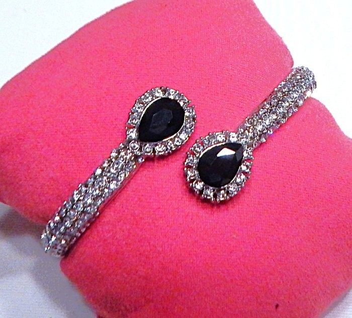 Retro Vintage Pave Rhinestone Bypass Cuff Bracelet MONET NWOT S42