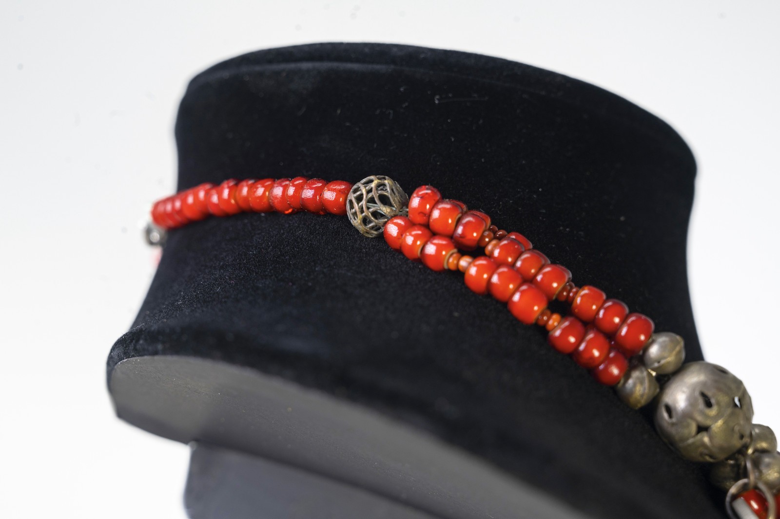 VTG Chachal Necklace w/ White Heart Beads, Guatemalan Coins, & Milagros Charms