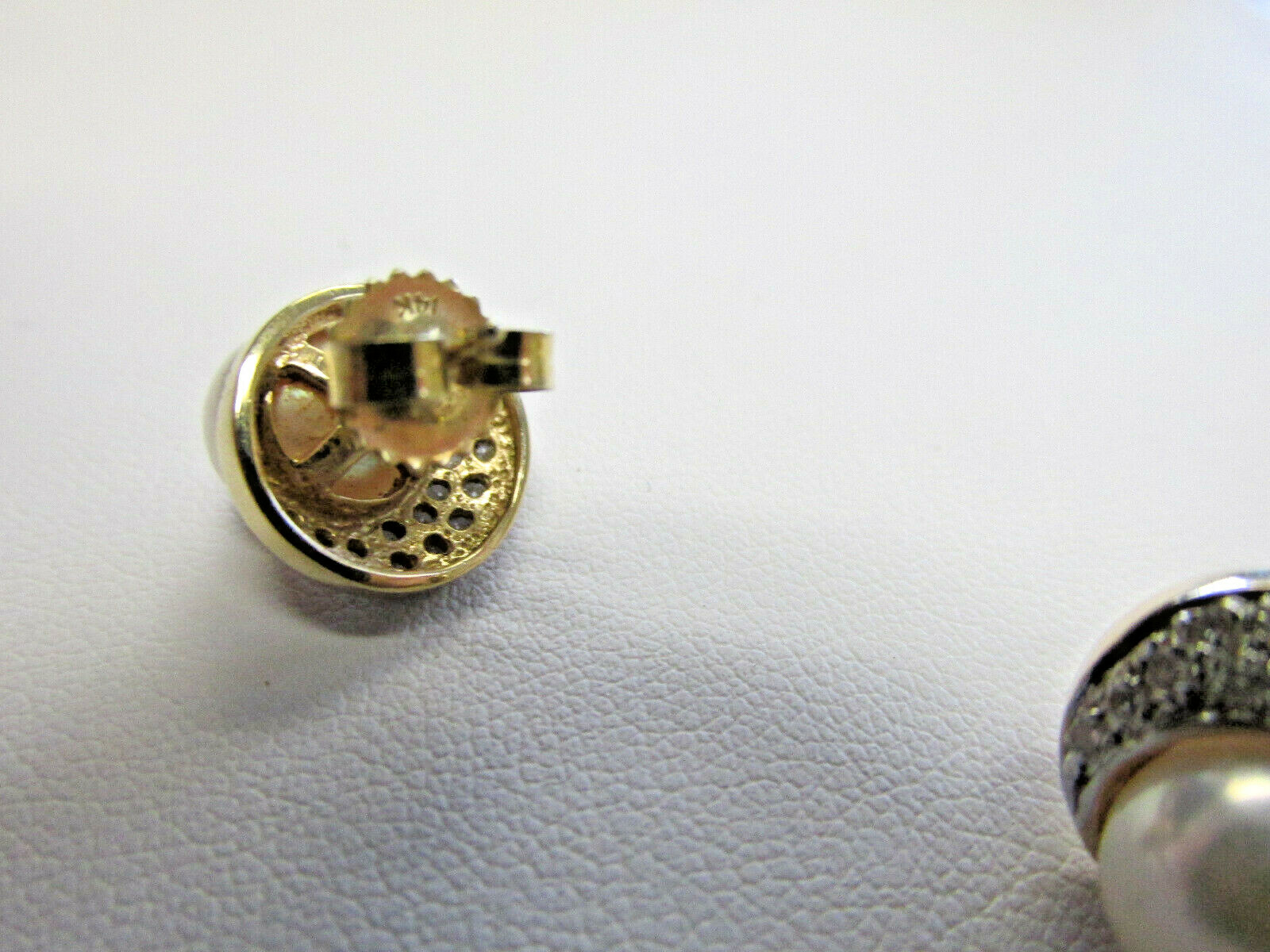 Stunning Akoya Pearl and Diamond Pave Stud Earrings in 14k Gold MAKE OFFER