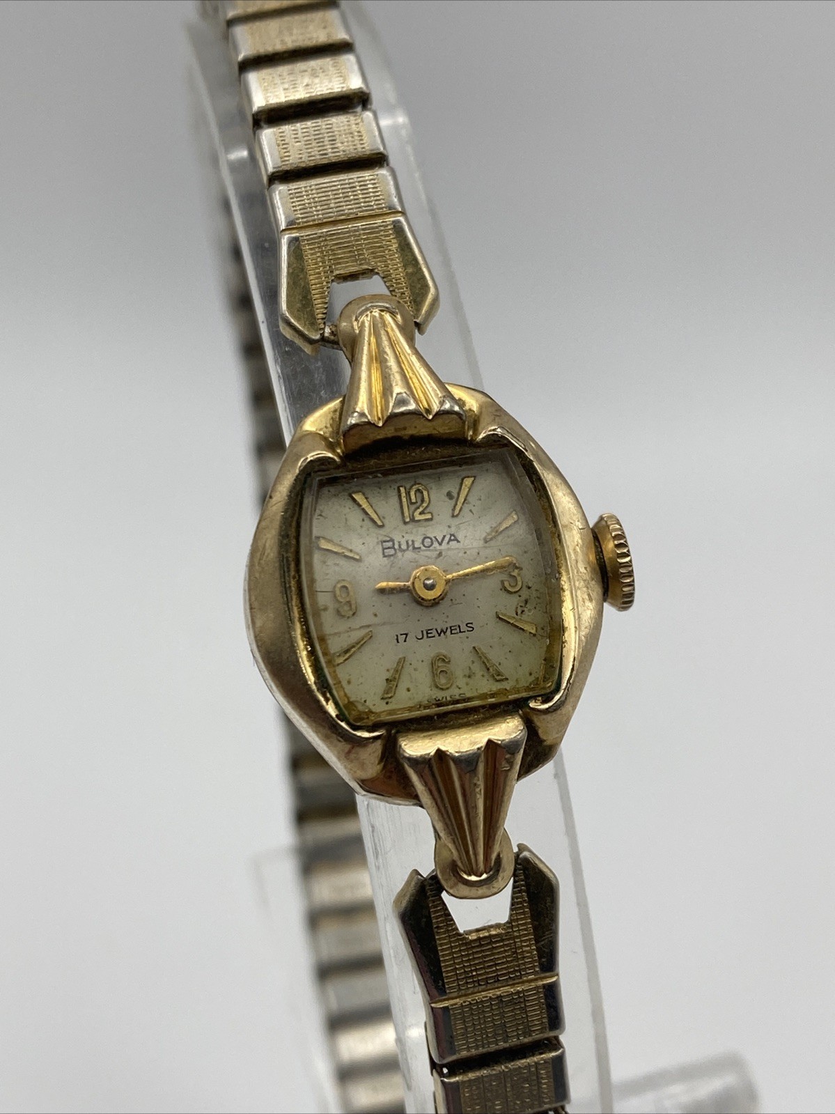 Vintage 1950’s Bulova Ladies Watch 17J Manual Wind 10K RGP Bezel – RUNS!