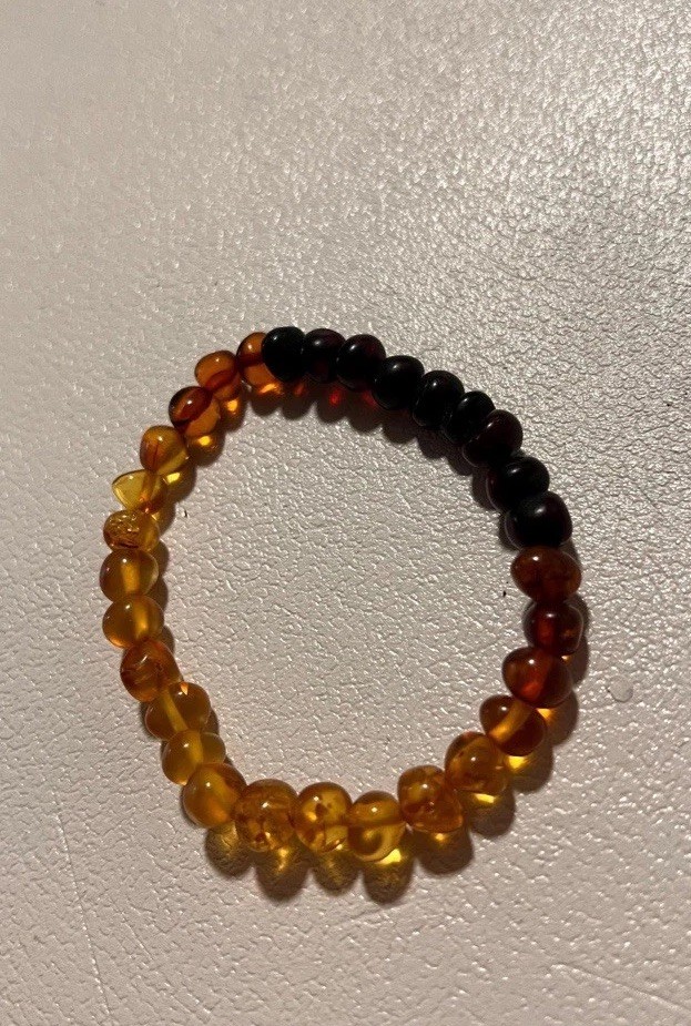 Vintage Baltic Amber Beaded Stretch Bracelet Multicolor Honey Cognac
