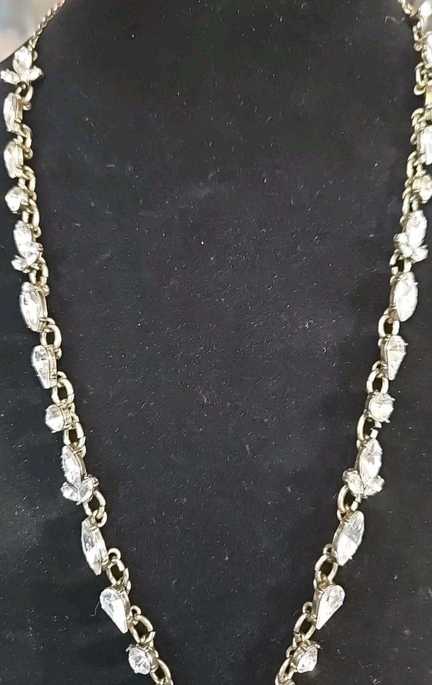 Vintage Sugarfix Necklace Boho Lariat Tassel Clear Rhinestones/Black Goth 36″