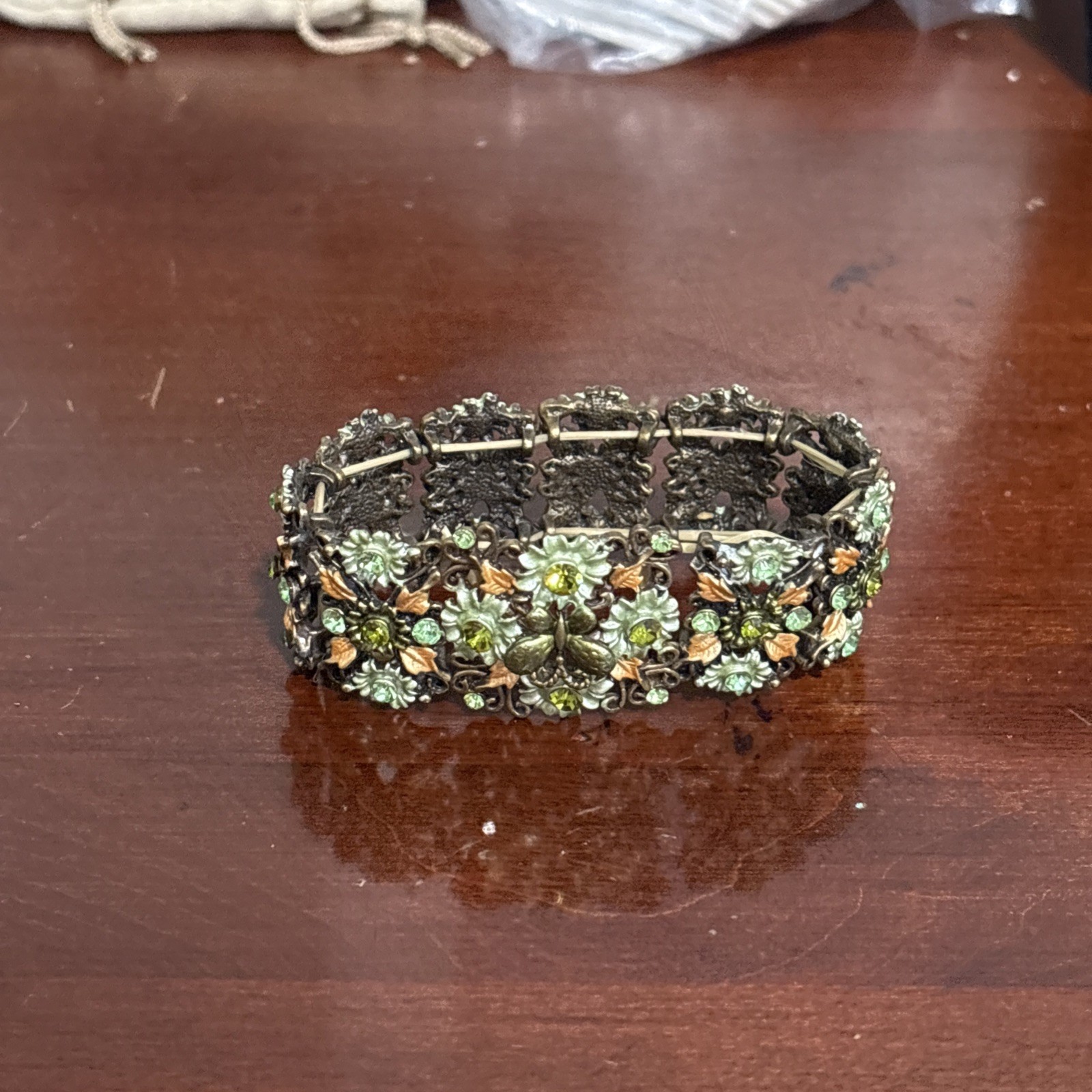 Vintage Victorian Revival Style Multi Link Butterfly Motif Costume Bracelet