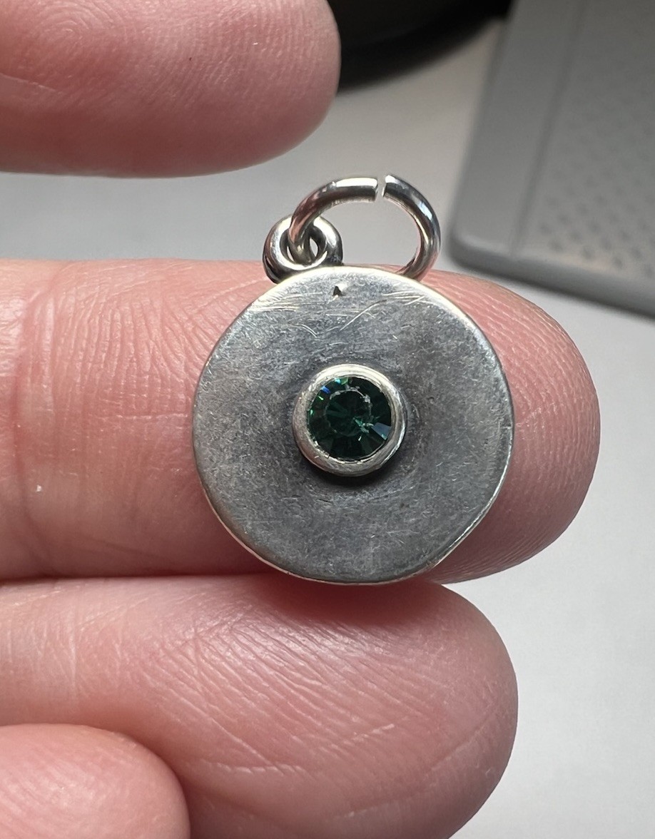 Vintage Sterling Silver 925 N And L May Birthstone Disc Charm
